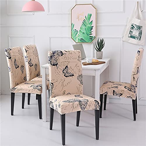 Stretchy Parson Chair Slipcovers Set of 4 - Soft Polyester Dining Room Seat Covers with Butterfly Design for Party, Living Room, Restaurant & Pet Protection - Perfect for Home Decor, Wedding Ceremonies & Daily Use