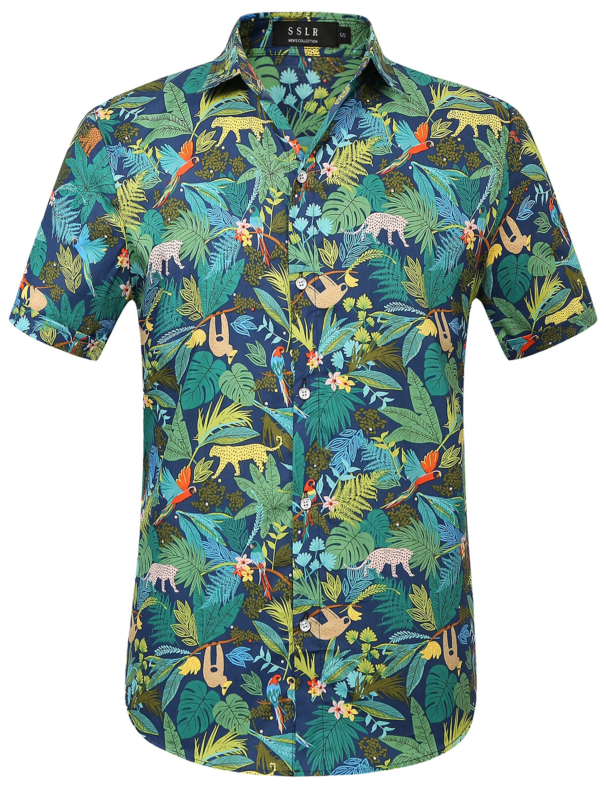 SSLR Men's Hawaiian Shirt - Casual Short Sleeve Button Down Shirt for Men | Tropical Vacation, Beach Party & Summer Outfit Essential
