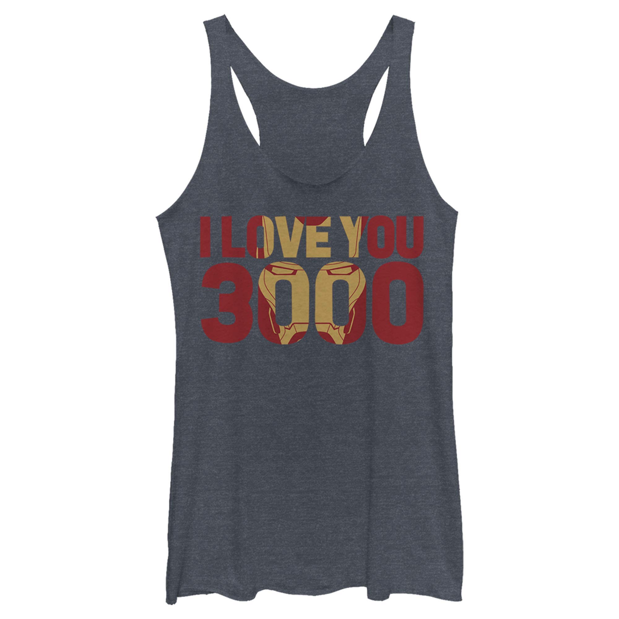 Marvel Women's Love You 3000 Tri-Blend Racerback Tank Top - Soft Layering Tee for Casual Wear & Superhero Fans
