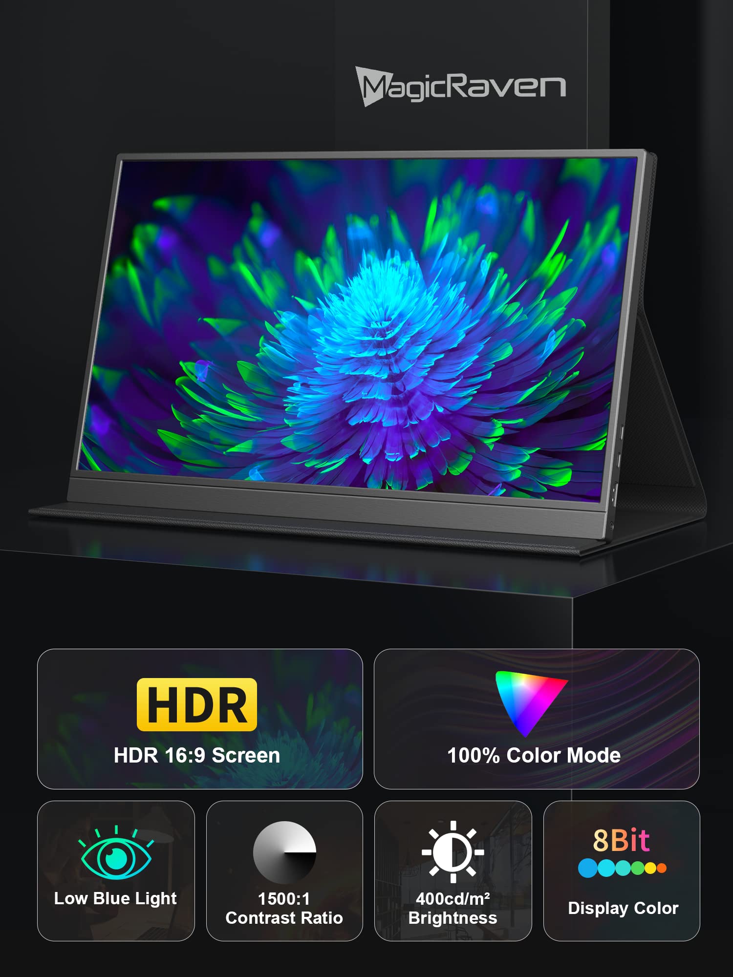17.3 Inch 4K Portable Monitor - 3840x2160 IPS Laptop Screen with 1500:1 Contrast & 400 Nits Brightness - USB C HDMI Gaming Display with Built-in Speakers & Smart Cover - External Monitor for PC, Mac, Phone, PS5, Xbox Series X, Nintendo Switch - Perfect for Work, Travel & Gaming