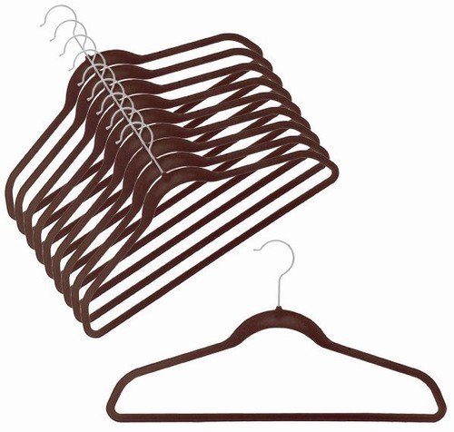 Premium Ultra-Slim Velvet Non-Slip Clothes Hangers - 100 Pack - Rich Brown - Space-Saving for Closet, Wardrobe & Travel Organization