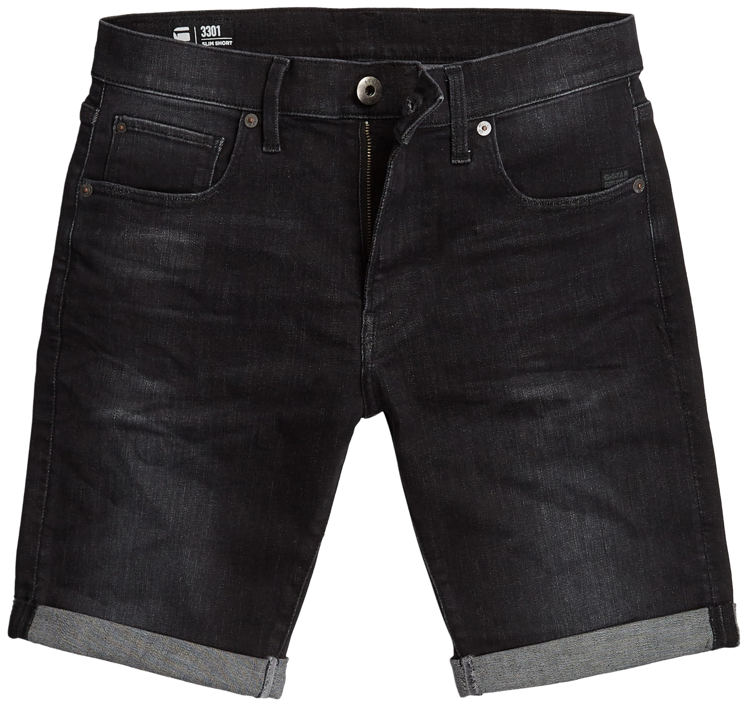 G-STAR RAW Men's 3301 Slim Fit Shorts - Medium Aged Grey, Size 24 | Casual Summer Wear & Street Style Outfits