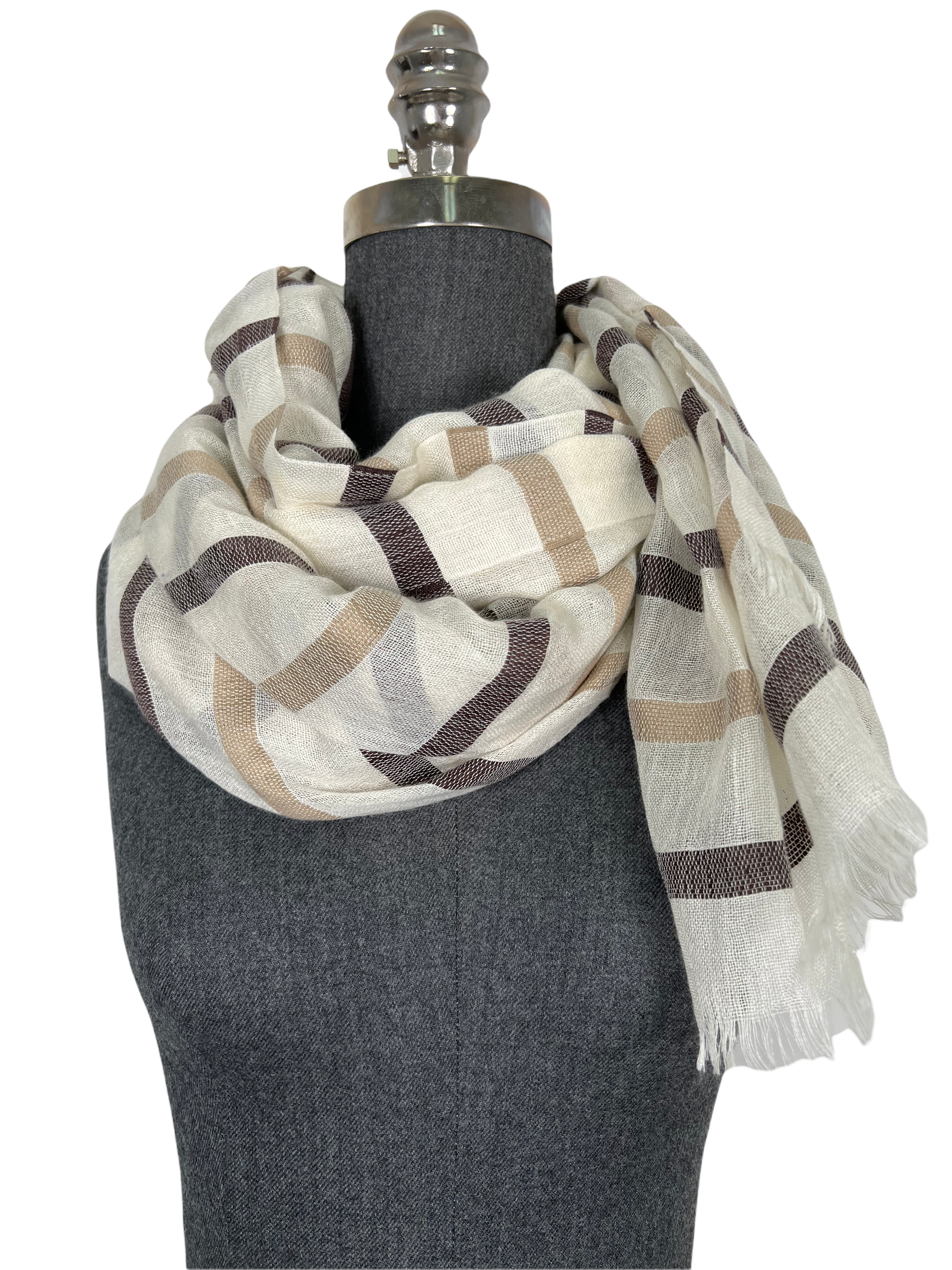Loro Piana Striped Oblong Scarf - Luxury Cashmere Winter Scarf for Men & Women - Perfect for Office, Travel and Cold Weather Fashion Accessory