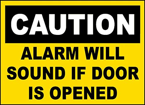 Vinyl Stickers Bundle - 6 Pack Safety & Warning Signs for Warehouse, Alarm Will Sound If Door Opened - 13