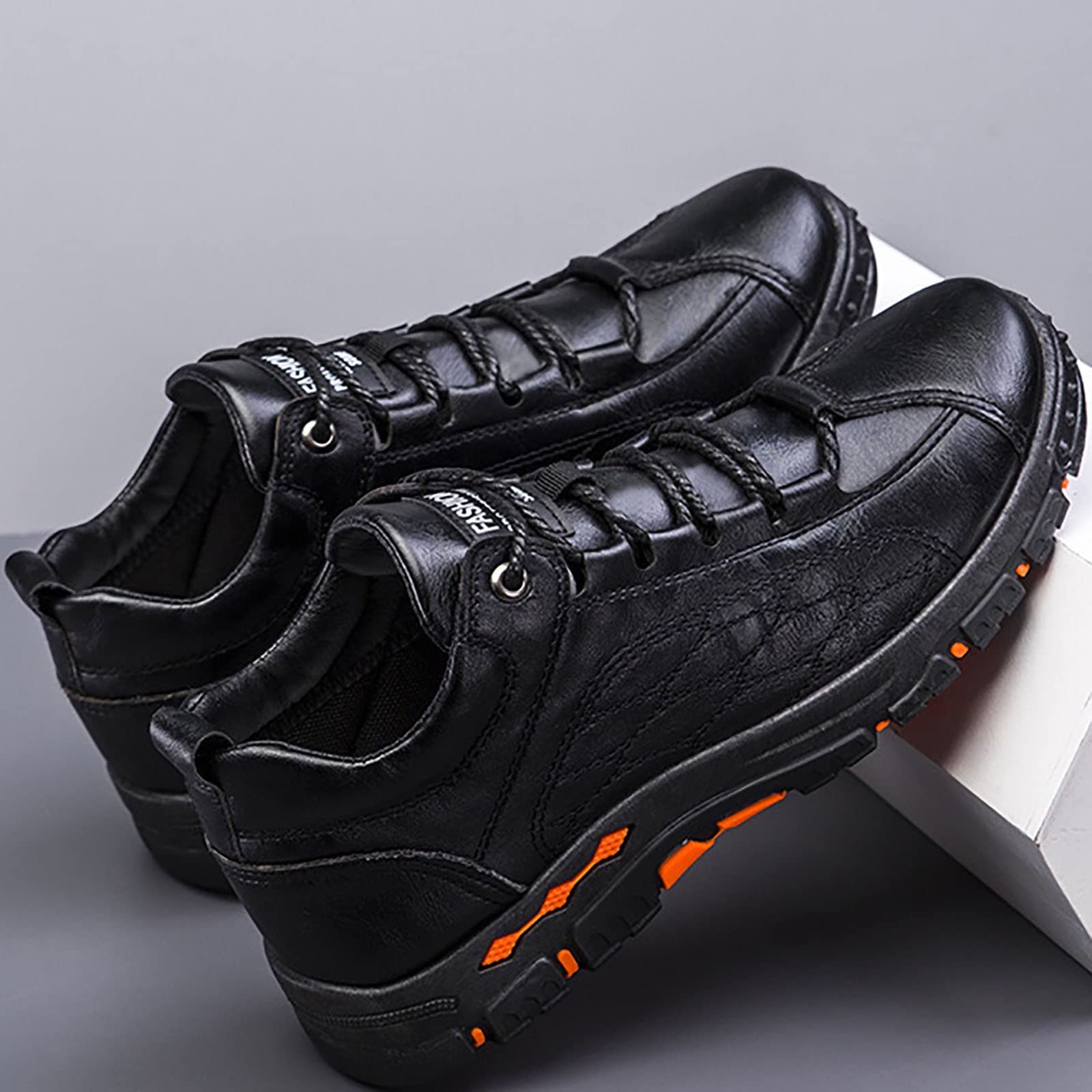 **Men's Leather Hiking Shoes - Non-Slip Lace-Up Trekking & Outdoor Shoes for Mountain, Camping, Trail Running & Biking - Durable Ankle Support for Adventure & Daily Use**
