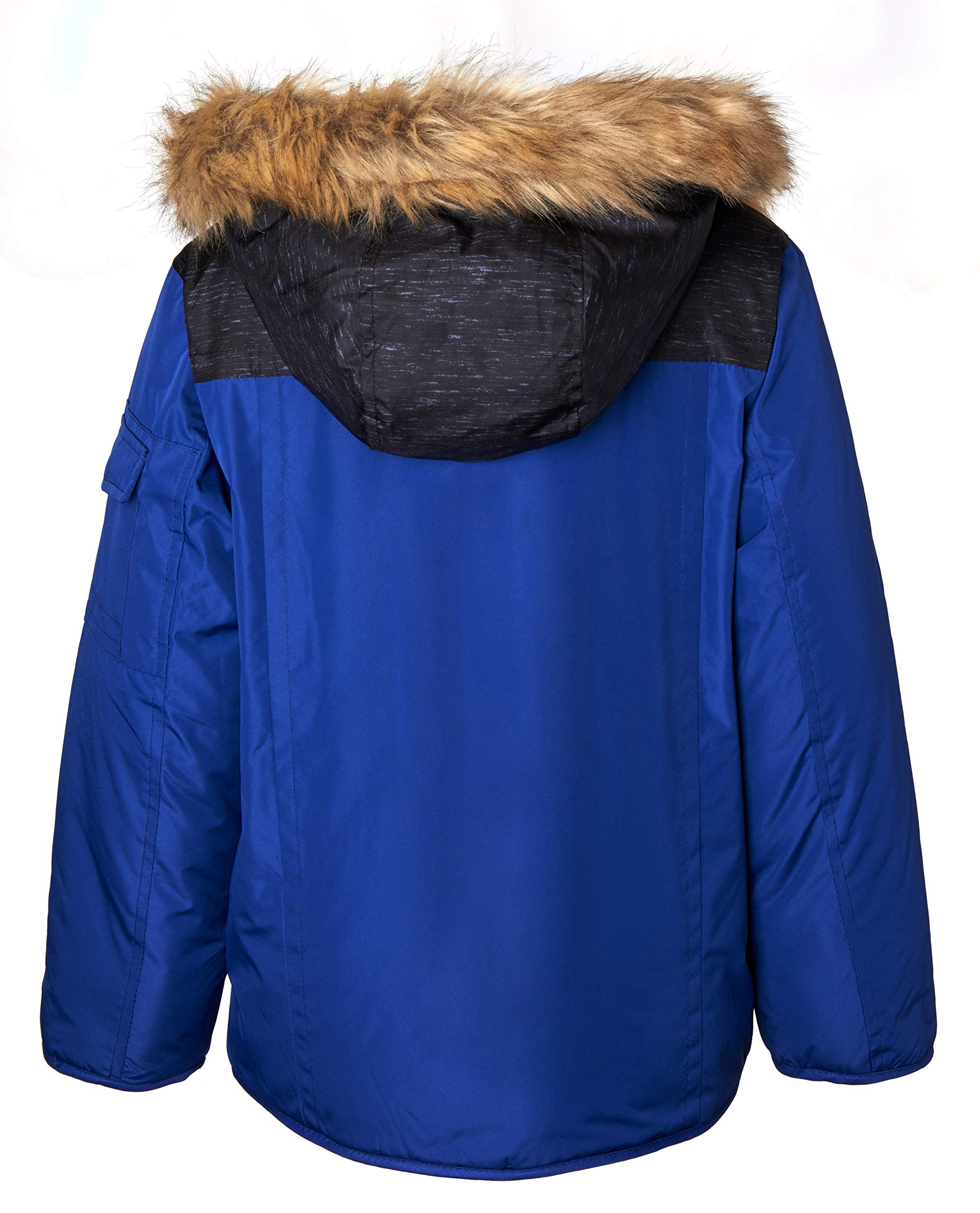 Sportoli Boys' Fleece Lined Hooded Colorblock Winter Puffer Bubble Jacket Coat - Warm Kids Outerwear for Snow Play, School & Outdoor Activities