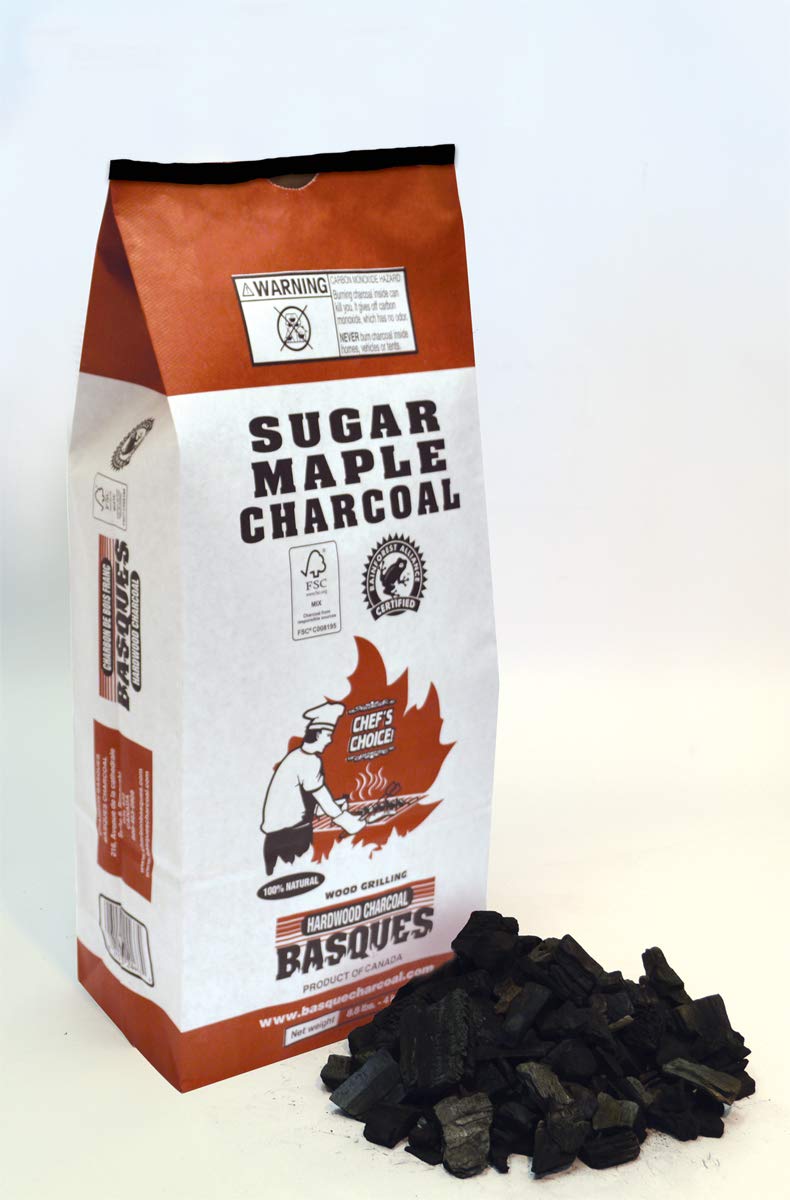 Premium Sugar Maple Lump Charcoal for Grilling & Smoking - Fast Lighting, Hot Burning Hardwood Charcoal Chunks - All Natural BBQ Charcoal for Smokers, Kamado Grills & Outdoor Cooking - 8.8 lb Small Bag