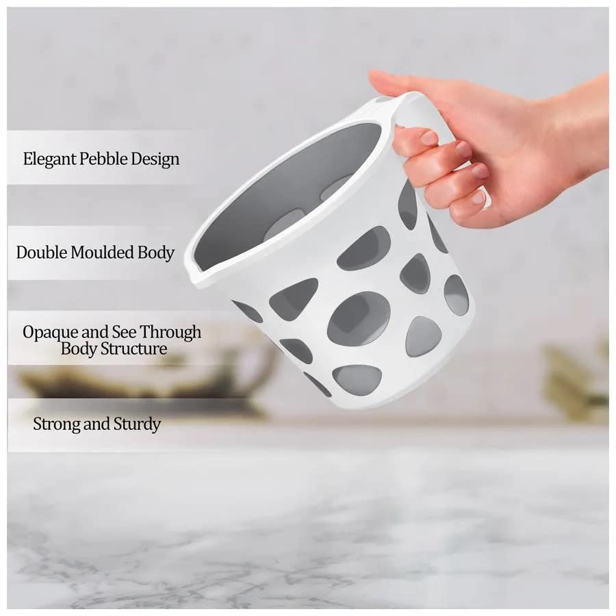 Premium BPA-Free Plastic Bath Mug - 50oz Designer Duplex Bathroom Accessory for Camping, Travel & Home Use (Black, 1 Pack) - Durable Water Cup for Shower, Bathing & Outdoor Activities