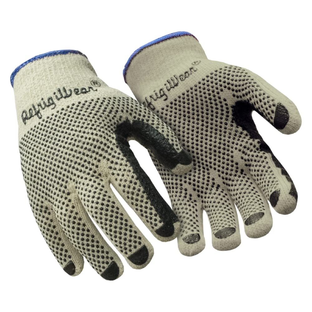 RefrigiWear Midweight Knit Double-Sided PVC Dot Grip Work Gloves - 12 Pairs Pack for Cold Storage, Construction & Outdoor Winter Work