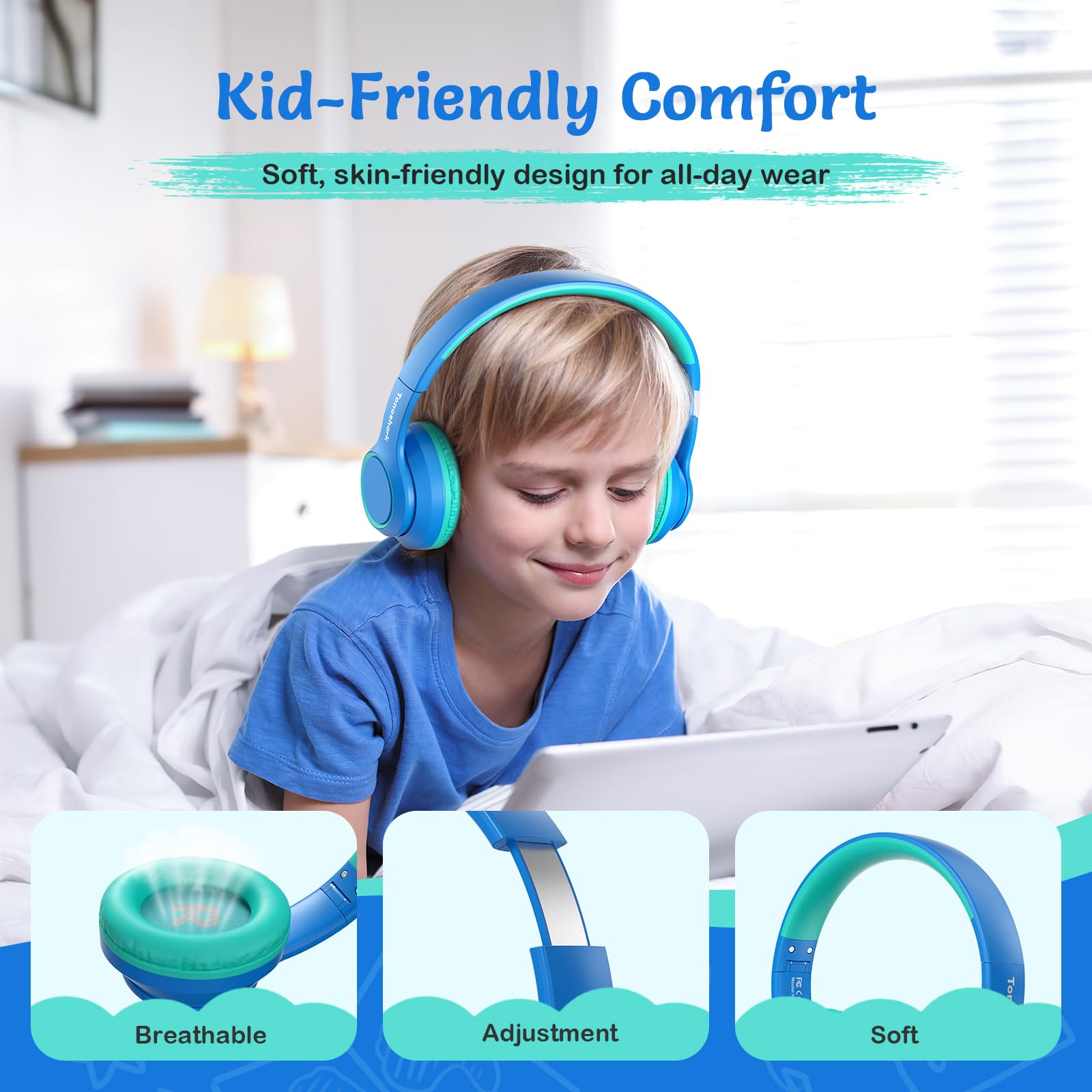 Kids Wireless Bluetooth Headphones with Active Noise Cancelling, 60H Playtime, Built-in Mic - Purple Over-Ear Headset for Home, School, Travel & Party (Includes Portable Case) - Perfect for Online Classes, Airplane Rides & Study Sessions
