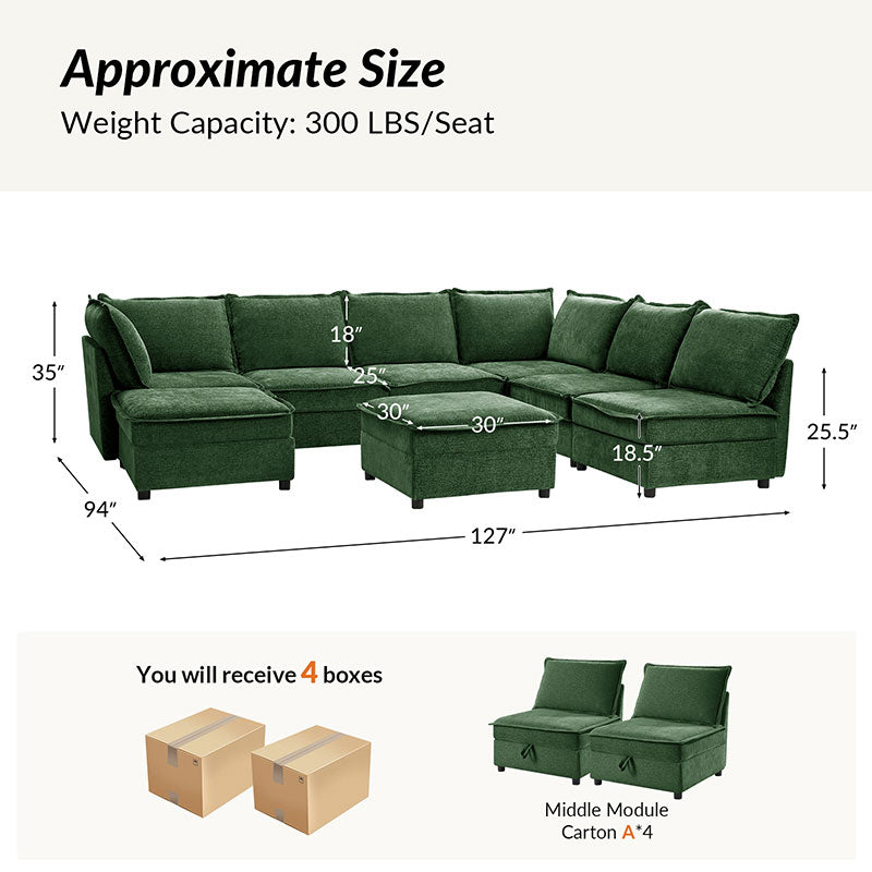Harmetrix Oversized Soft Sectional Couch with Storage | Modern L-Shaped Sofa Bed with Hidden Compartment | Perfect for Living Room, Family Room & Small Spaces