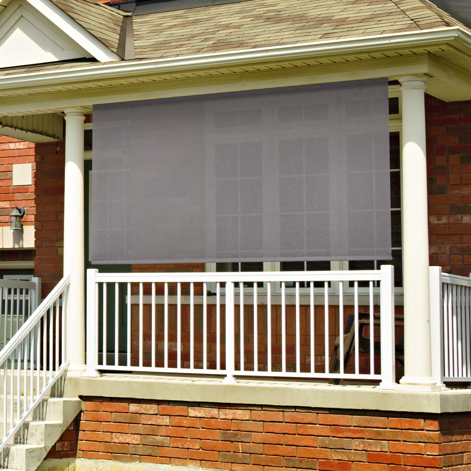 Amatria AA.MA.DC.4 Grand Rechargeable Motorized Outdoor Sun Shade with Valance - 4x8 Feet Honey Brown - Perfect for Patio, Deck, and Poolside Sun Protection