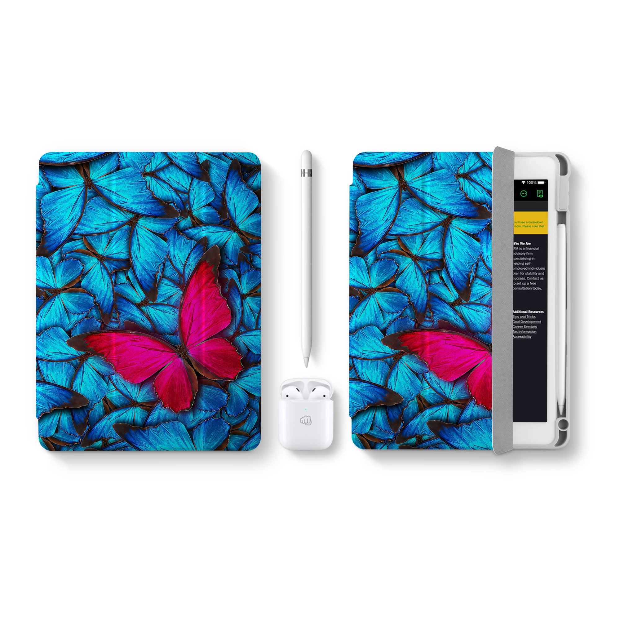 iPad 360 Elite Case with Butterfly Design - Premium Protective Cover for iPad Pro/Air/Mini - Perfect for Work, Travel & Everyday Use