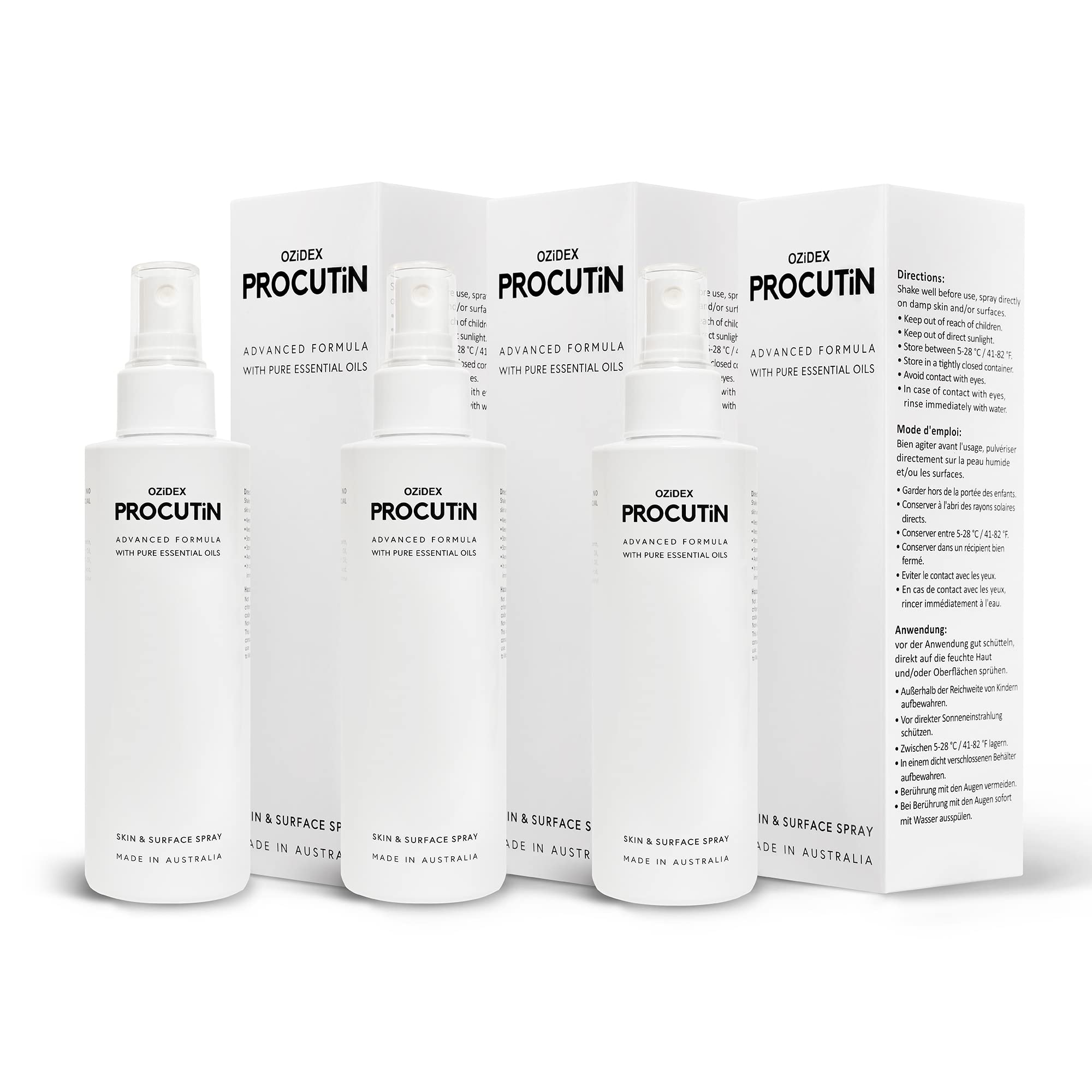 Procutin Spray - Advanced Herbal Formula for Hair & Skin Health | Natural Demodex Treatment with Ozidex | Pack of 3 | Perfect for Scalp Care & Facial Skin Revitalization