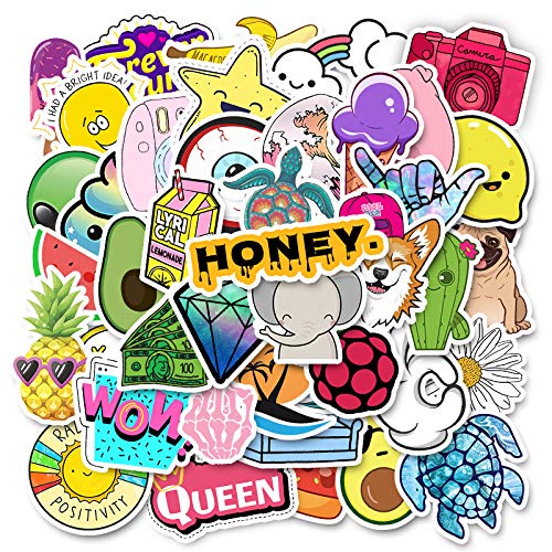 50 PCS Cute Aesthetic Vinyl Stickers - Colorful Waterproof Decals for Hydro Flask, Laptop, Water Bottle, Notebook - Perfect for DIY Crafts, Scrapbooking & Personalizing Accessories