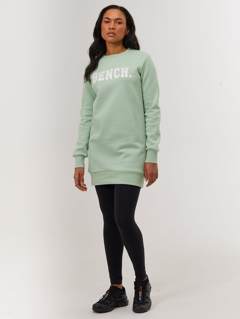 Urlenne Collegiate Logo Crew Neck Sweatshirt Dress for Women - Cozy Oversized Pullover Sweater Dress for Campus, Lounge & Casual Outings