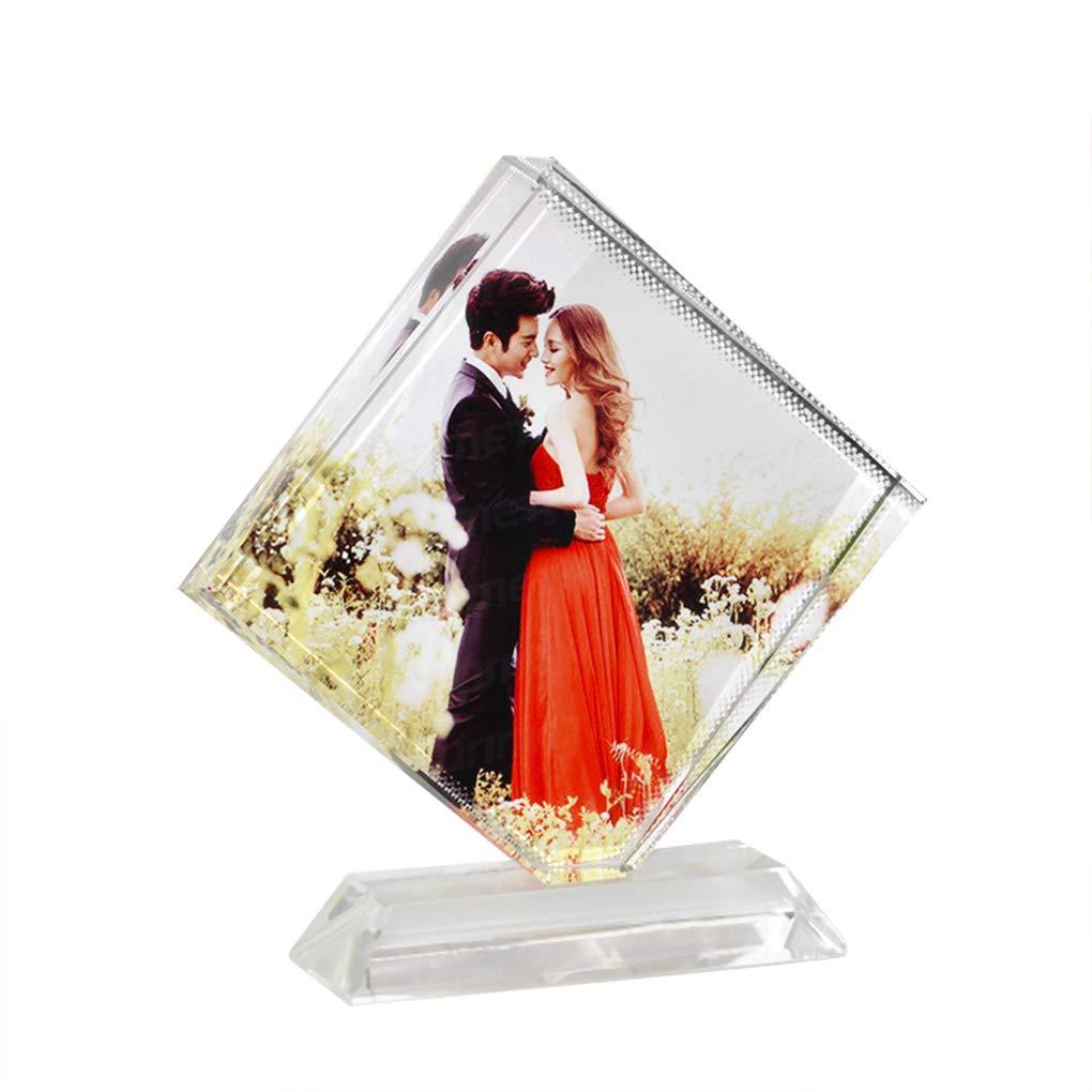 Personalized Crystal Glass Photo Frame - Custom Engraved DIY Plaque with Stand for Desktop Decor | Unique Birthday, Wedding, Valentine's Day & Christmas Gift Idea | Perfect for Home, Office Display & Special Occasions