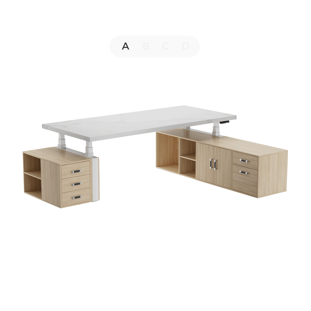 Zen Pro Series 87/72 Executive Standing Desk with Cabinets Set - Heated Sintered Stone Top | Adjustable Height Office Desk for Home & Workspace | Perfect for Remote Work & Modern Office Setup