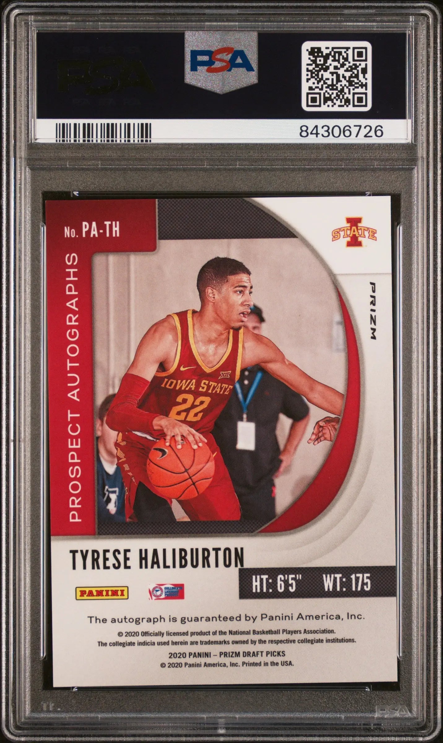 2020 Panini Prizm Draft Picks Tyrese Haliburton Rookie Card Green Autograph PSA 10 Gem Mint - Perfect for Basketball Card Collectors and NBA Memorabilia Enthusiasts