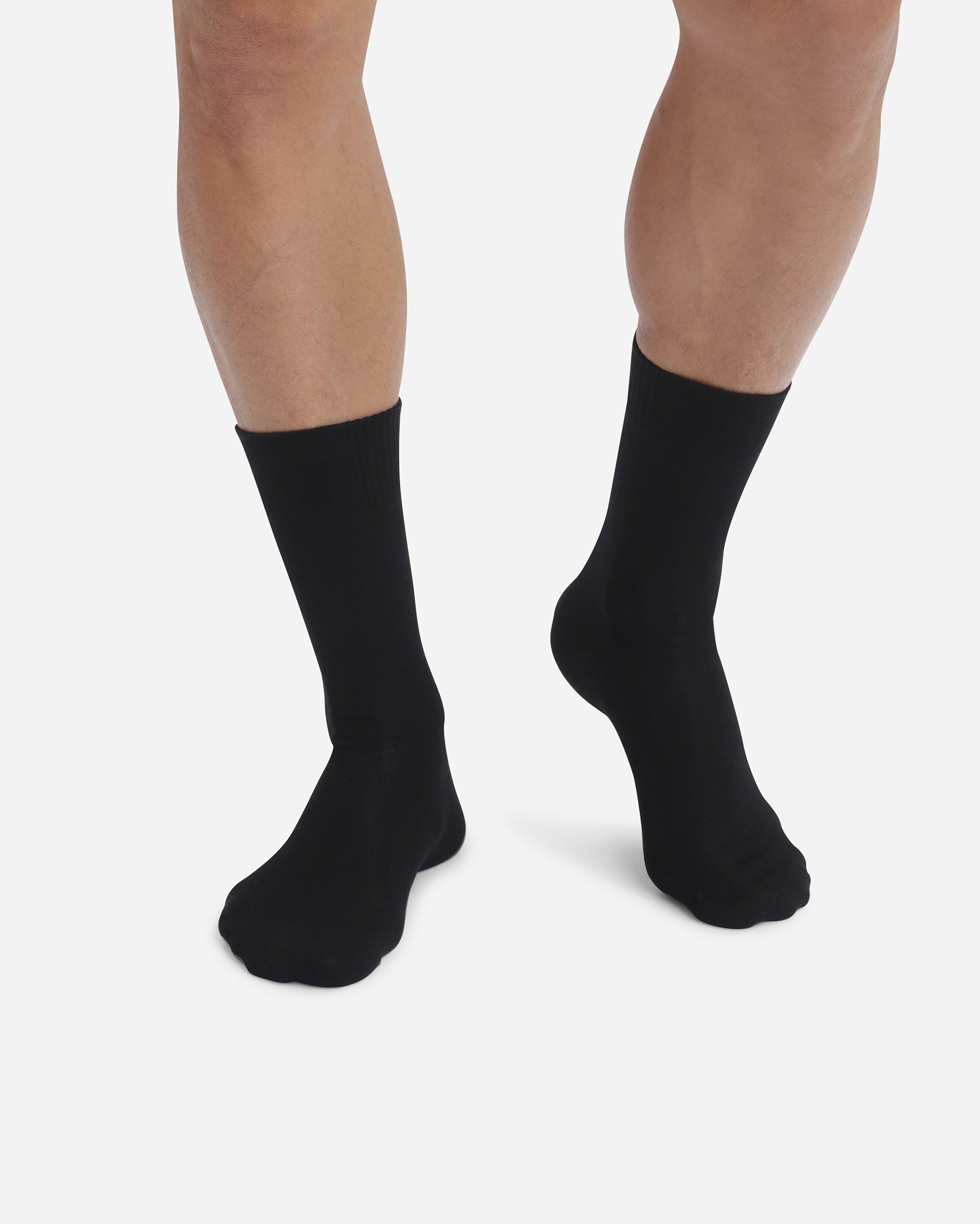 2 Pairs Men's Black Bamboo Viscose Socks - Soft & Breathable for Everyday Comfort, Work & Casual Wear