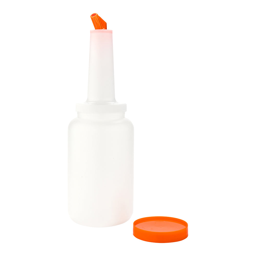 Bar Lux 2.5 Quart Clear Plastic Storage Bottle with Orange Spout & Lid - Leakproof Quick Pour Container for Kitchen, Garage & Workshop (5x5x15 Inches, 1-Pack) - Ideal for Liquids, Oils, Detergents & DIY Projects