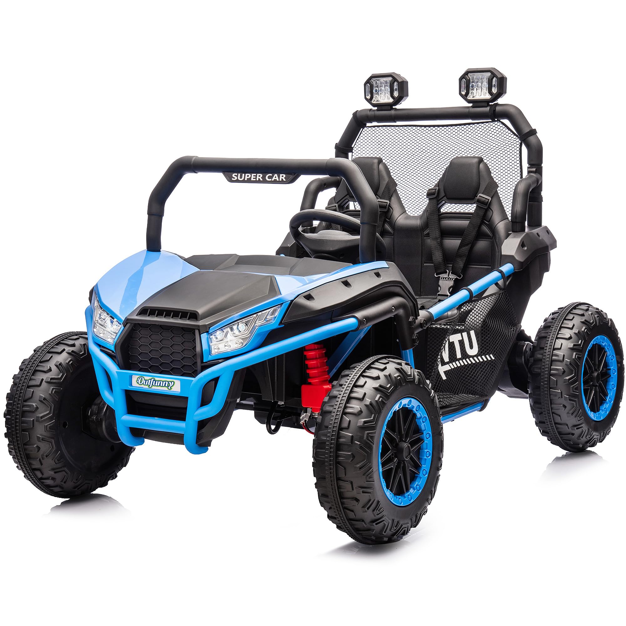 12V 4WD Kids Ride-On Car with Remote Control & Bluetooth - 2 Seater UTV Toy for Ages 3-8, Includes Storage - Blue | Outdoor Play, Birthday Gift, Backyard Adventure