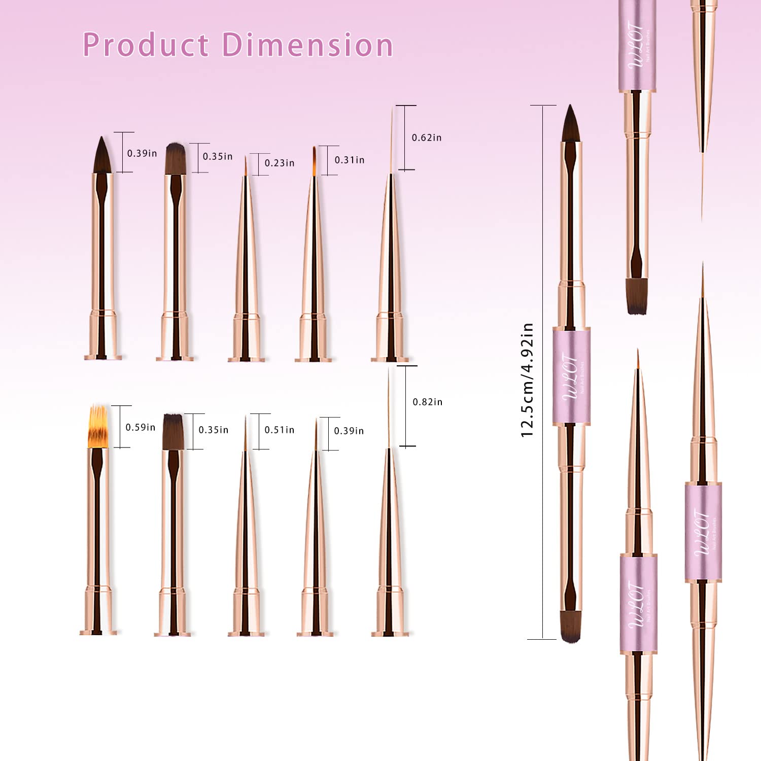 5PC Double Ended Nail Art Brushes Set - Professional Nail Design Tools for Striping, Ombre & Detailing | Perfect for Salon, Home DIY Manicure & Nail Art Enthusiasts | Create Stunning French Tips, Floral Designs & Gradient Nails