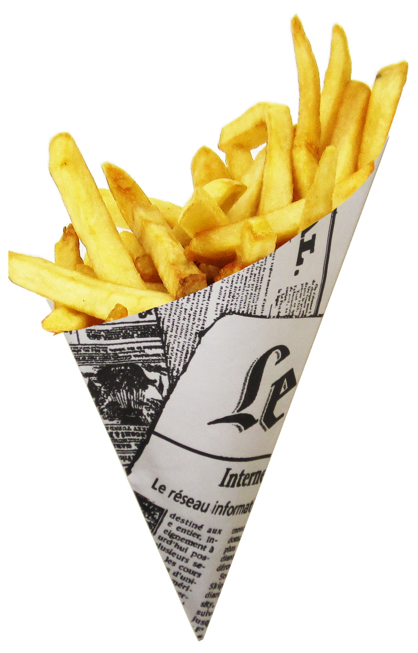Eco-Friendly Disposable French Newspaper Paper Cones - Medium Size (8.5oz) for French Fries & Snacks | Food Service & Party Supplies | 1465 Count Pack | European Made | Perfect for Restaurants, Cafes & Events