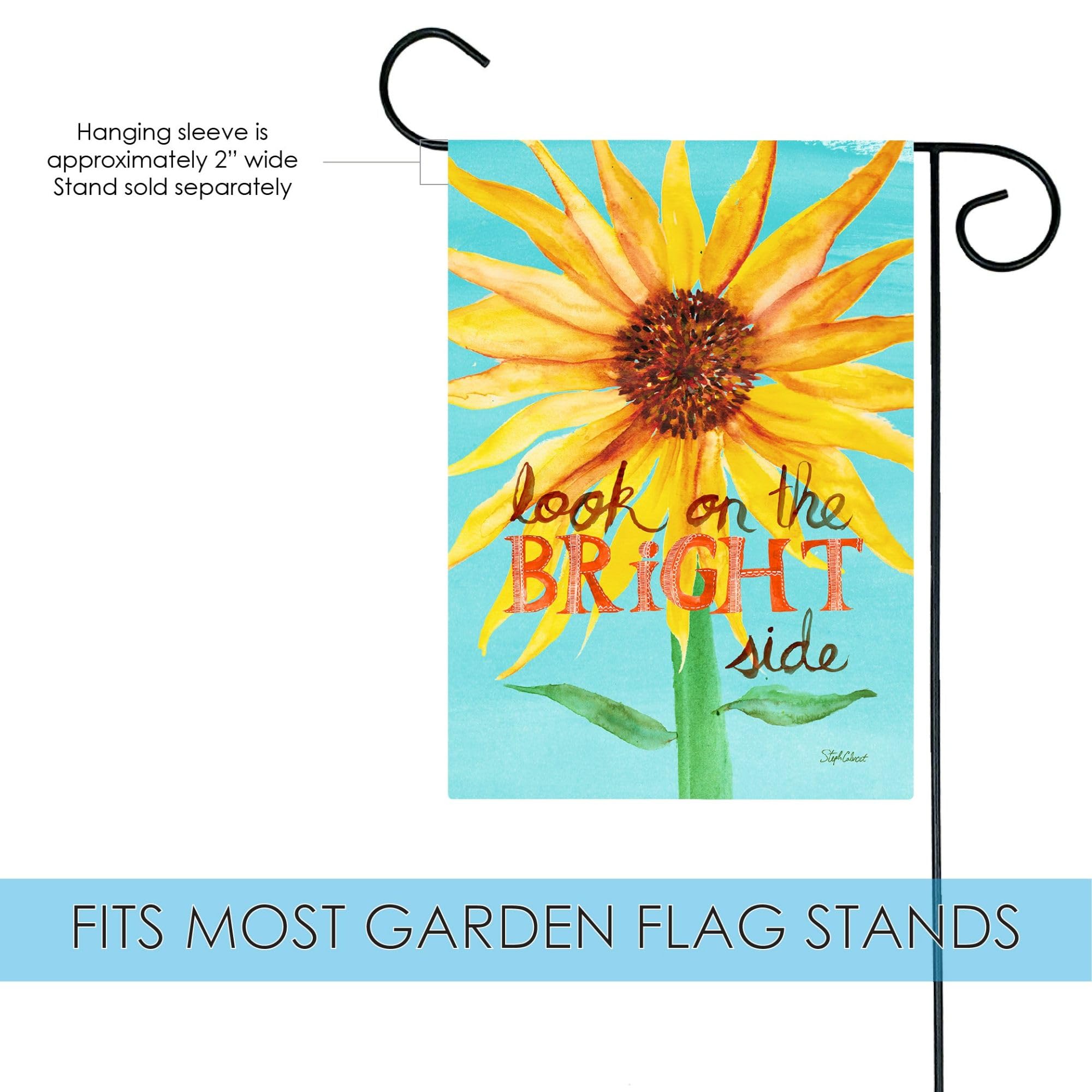 Toland Home Garden Look on the Bright Side Double Sided Sunflower Garden Flag - 12x18 Inch Positive Outdoor Yard Decoration for House, Porch & Spring Summer Decor