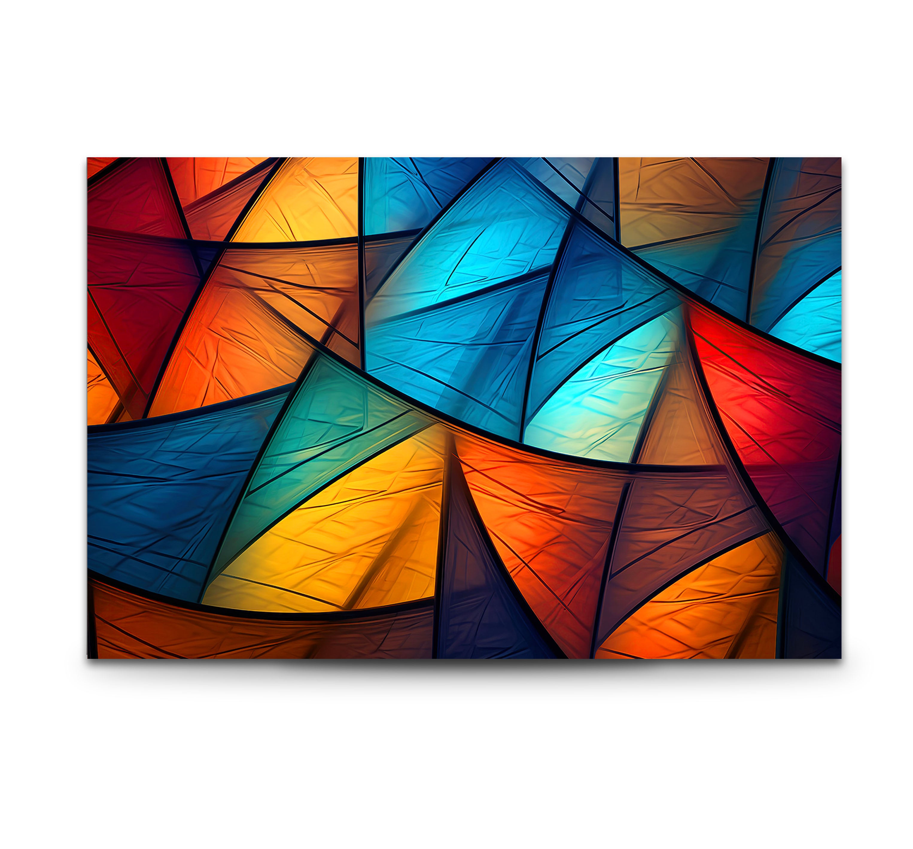 Modern Abstract Geometric Glass Wall Art - Vibrant Triangle Pattern Home Decor for Living Room, Bedroom & Office | Unique Handmade Wall Hanging