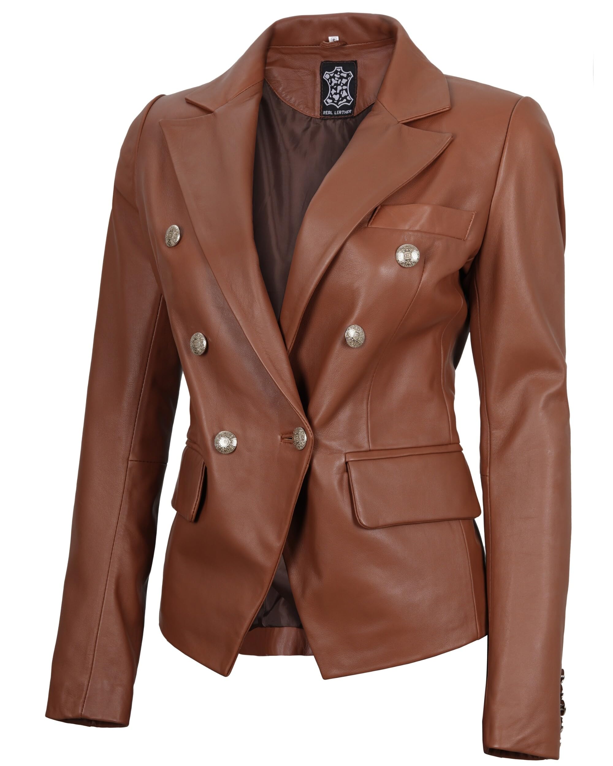 Women's Real Lambskin Leather Blazer Jacket - Business Casual Blazers for Work & Office - Premium Faux Leather Jacket for Professional Women | Perfect for Business Meetings, Office Wear & Smart Casual Outfits
