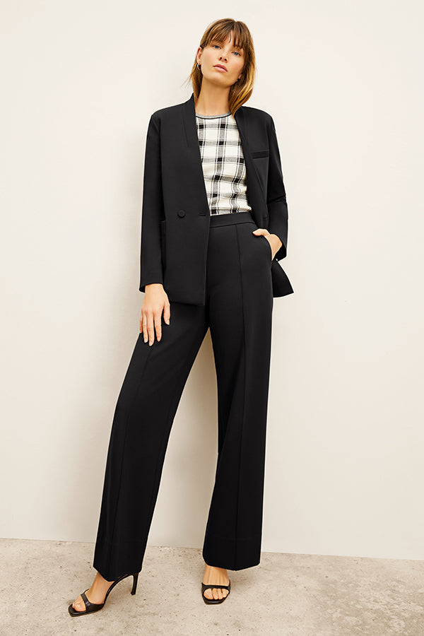 Jordan Wide Leg Pants for Women - Stretchy Butter Ponte Fabric in Black | Casual & Office Wear