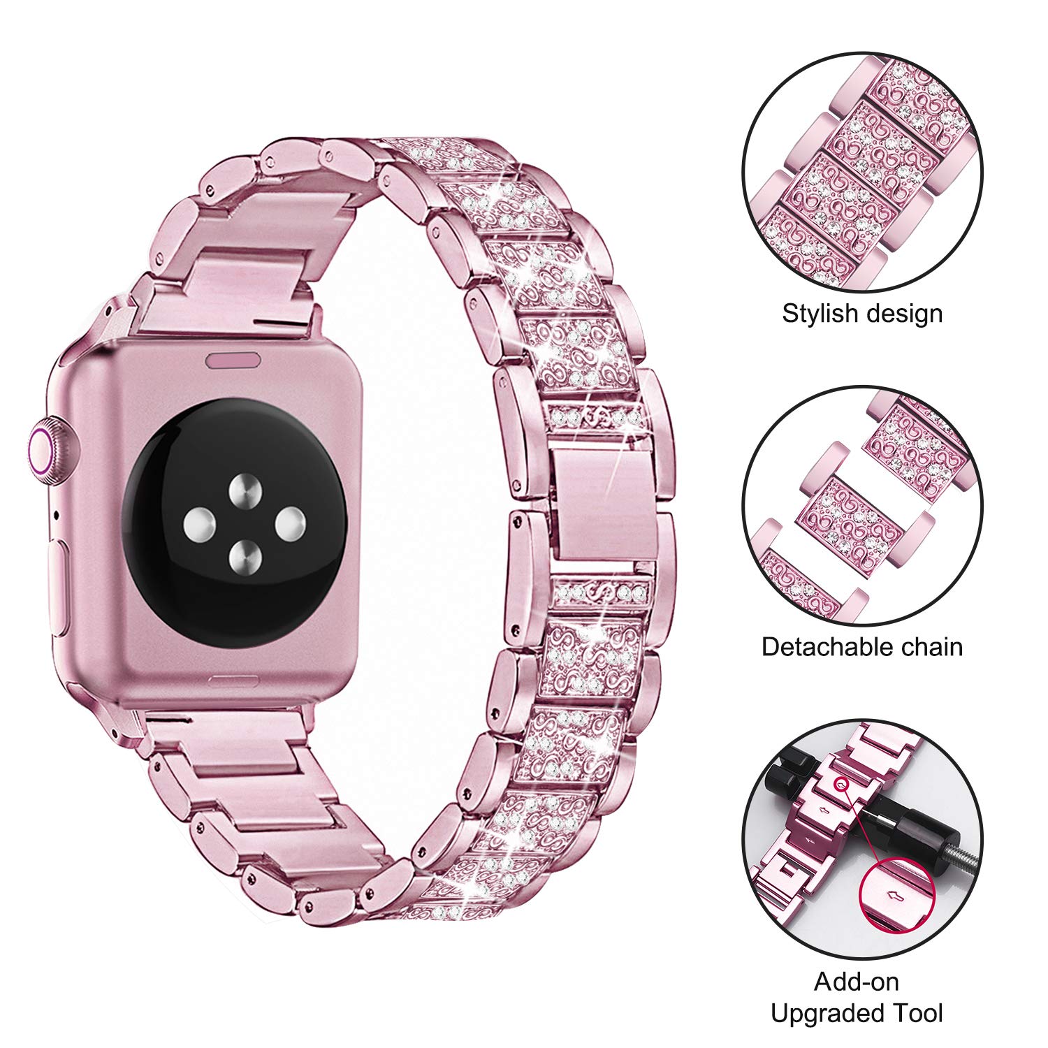 Mesime 2 Pack Apple Watch Band with Screen Protector Case - Compatible with iWatch Series 10/9/8/7/6/5/4/3/2/1/SE (46mm 45mm 44mm 42mm 41mm 40mm 38mm) - Jewelry Replacement Bands for Women - Perfect for Workout, Running & Daily Wear