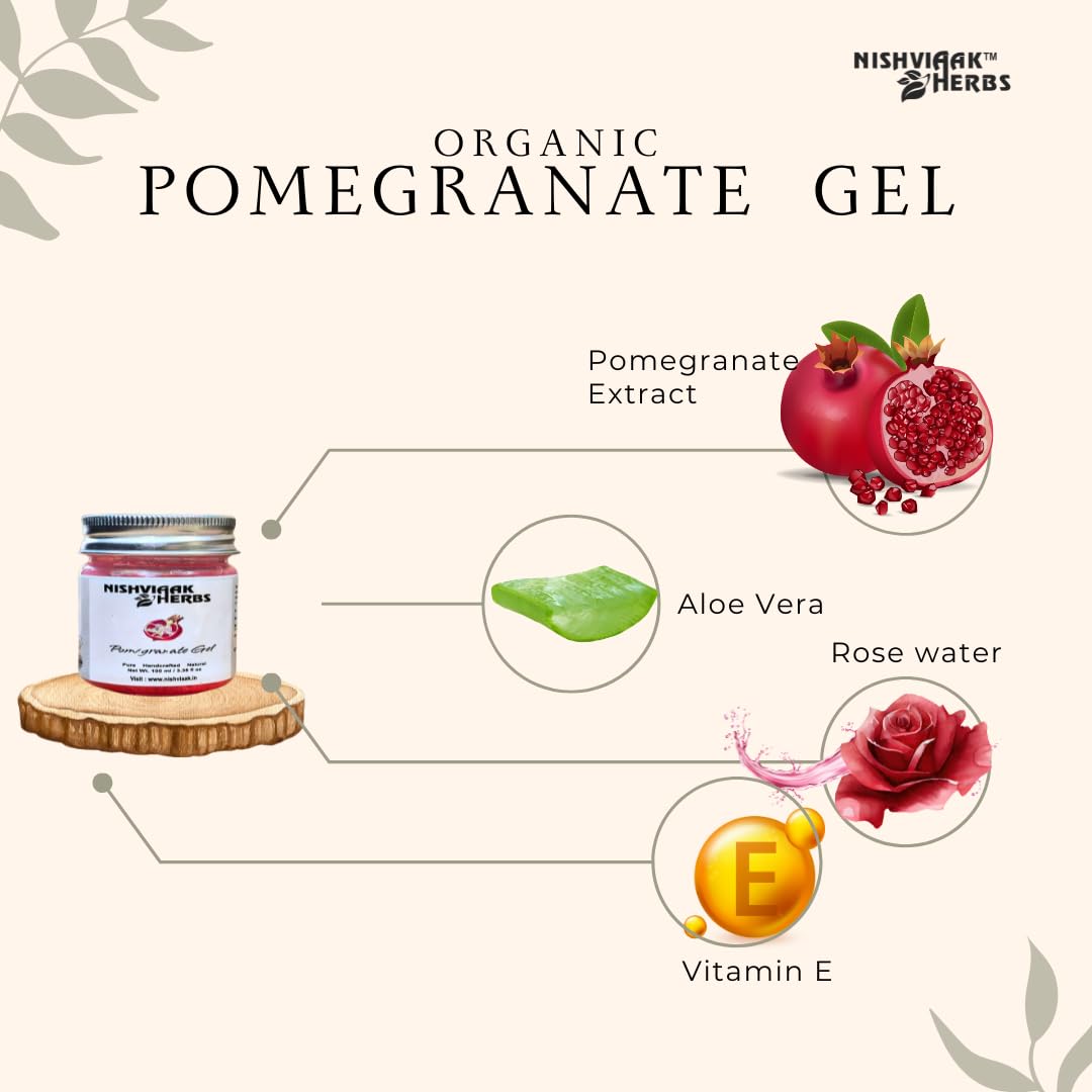 Nishviaak™ Pomegranate Herbal Gel - Natural Skin Care for Hydration & Glow | Perfect for Dry Skin, Face & Body Moisturizer, Day & Night Use