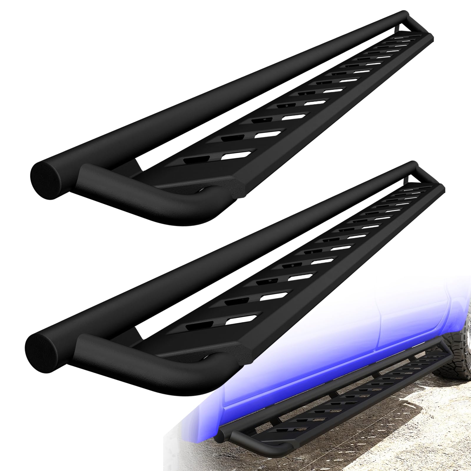 ONINE Clutch Drop Running Board - Custom Fit for 2019-2025 Chevy Silverado/GMC Sierra 1500 & 2020-2025 Silverado/Sierra 2500HD/3500HD Crew Cab - Textured Black Nerf Bar Side Step - Perfect for Off-Roading & Truck Accessorizing