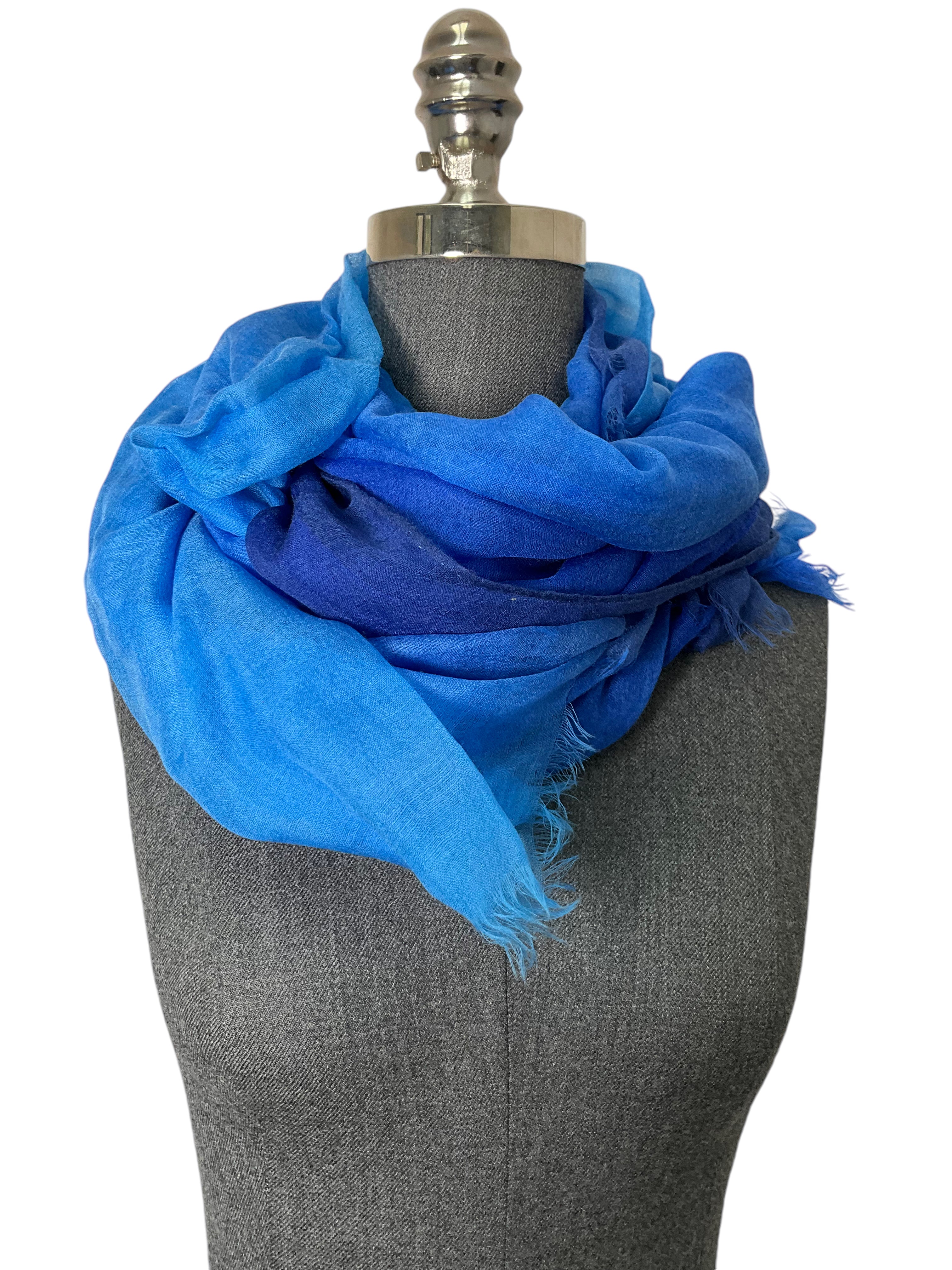 LORO PIANA Ombre Cashmere Fringe Trim Scarf - Luxurious Soft Winter Shawl for Women, Elegant Gradient Color Cashmere Wrap - Perfect for Cold Weather, Office, Travel & Special Occasions