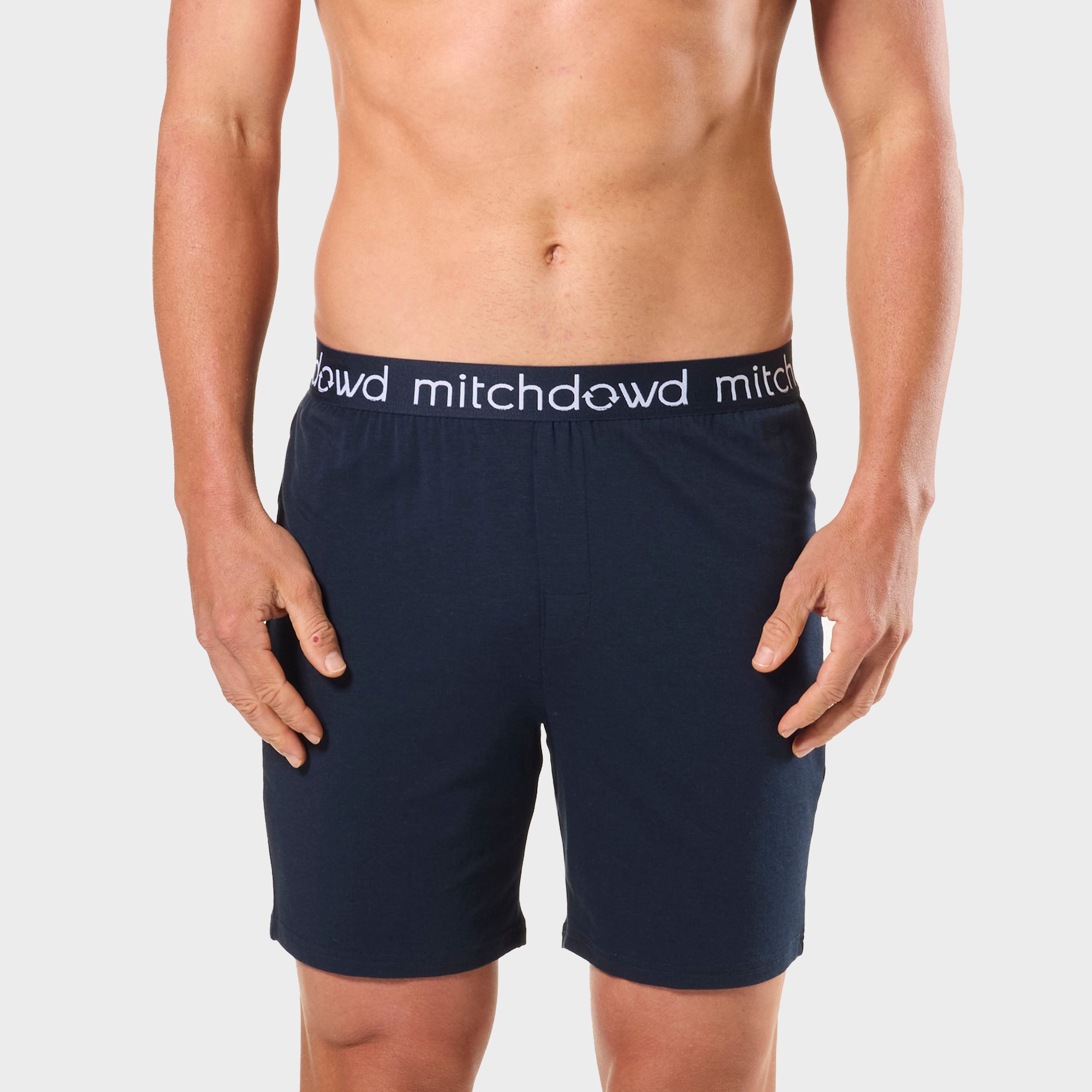Soft Bamboo Knit Sleep Shorts for Men - Breathable & Comfortable Lounge Shorts - Navy Blue - Perfect for Sleeping, Lounging & Relaxing at Home