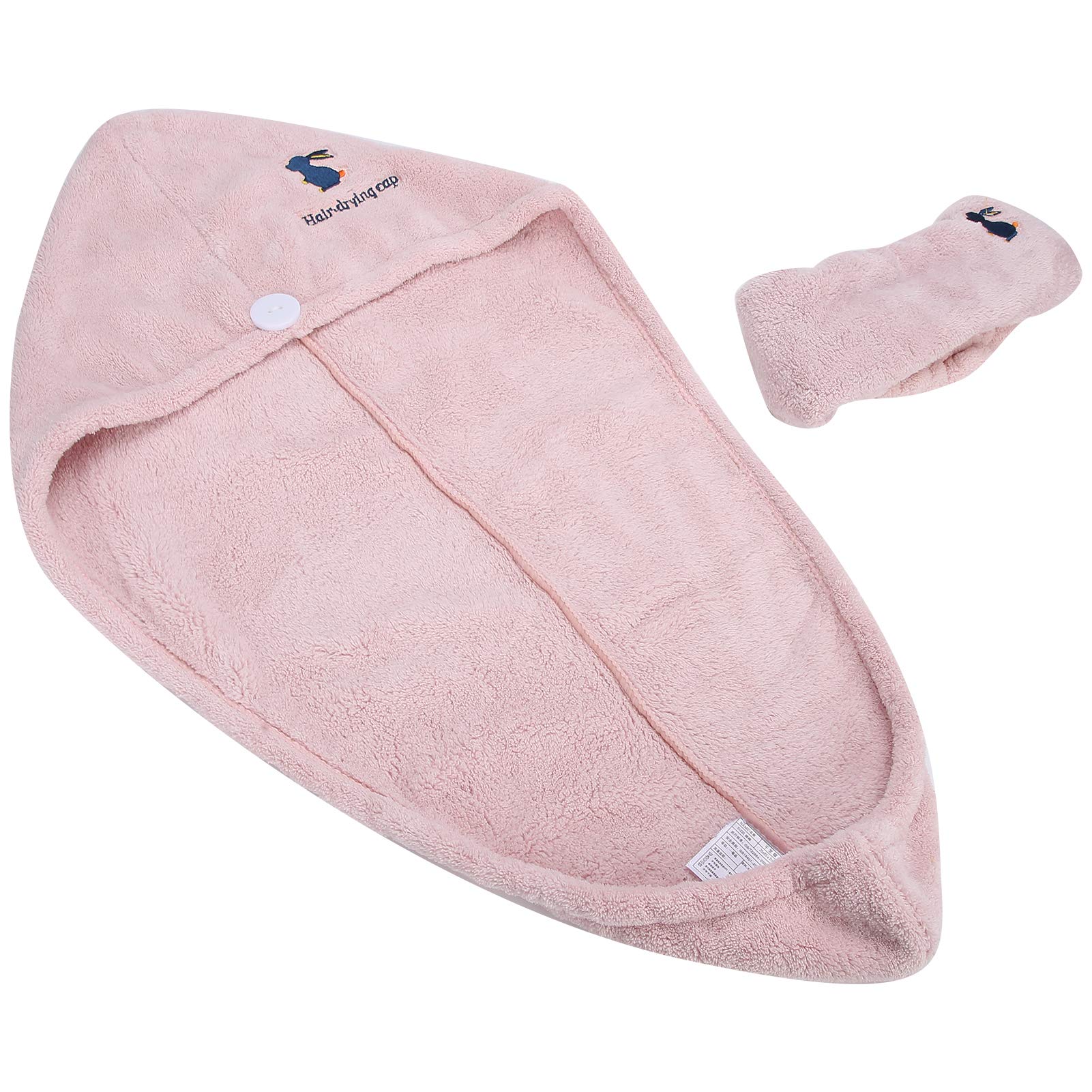 Soft & Lightweight Hair Towel Wrap for Women & Men - Quick Dry Microfiber Hair Turban with Adjustable Hair Band (Pink Set) - Perfect for Post-Shower, Hair Drying, Face Washing & Makeup Routine