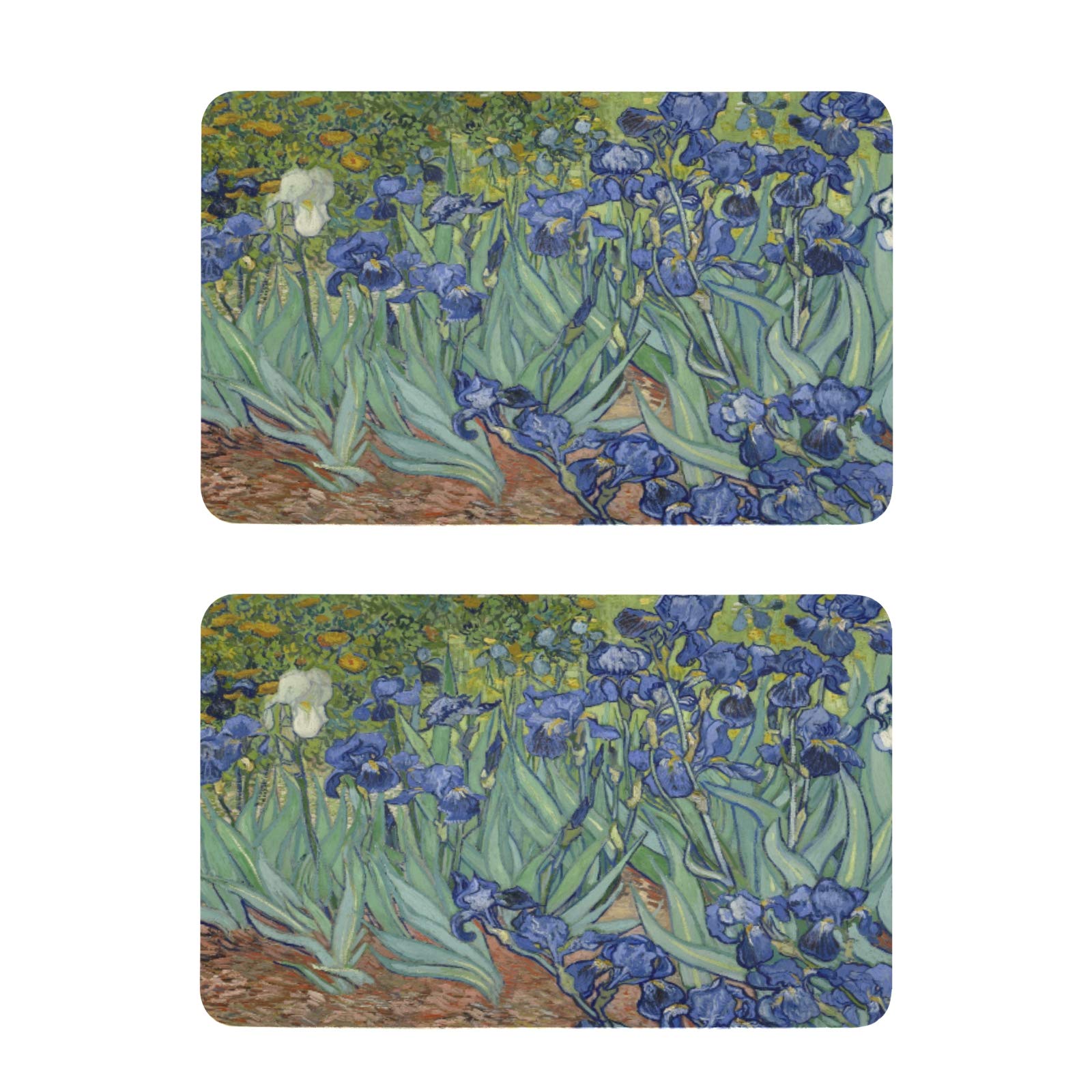 Van Gogh Iris Flower Refrigerator Magnets - Set of 2 Funny Fridge Stickers for Kitchen, Dishwasher & Office Decor | Vintage Art Magnet for Metal Doors & Home Organization