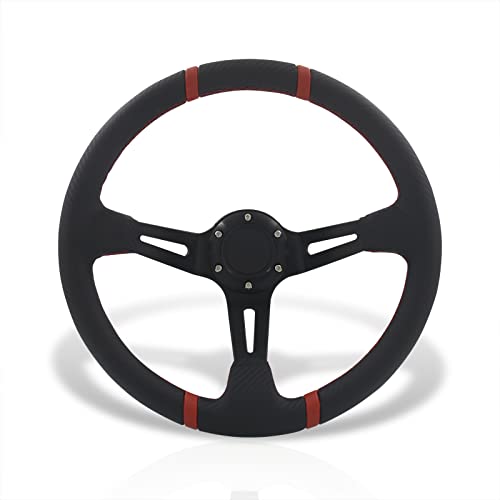 Carbon PVC Leather / Black Center / Red Stitching