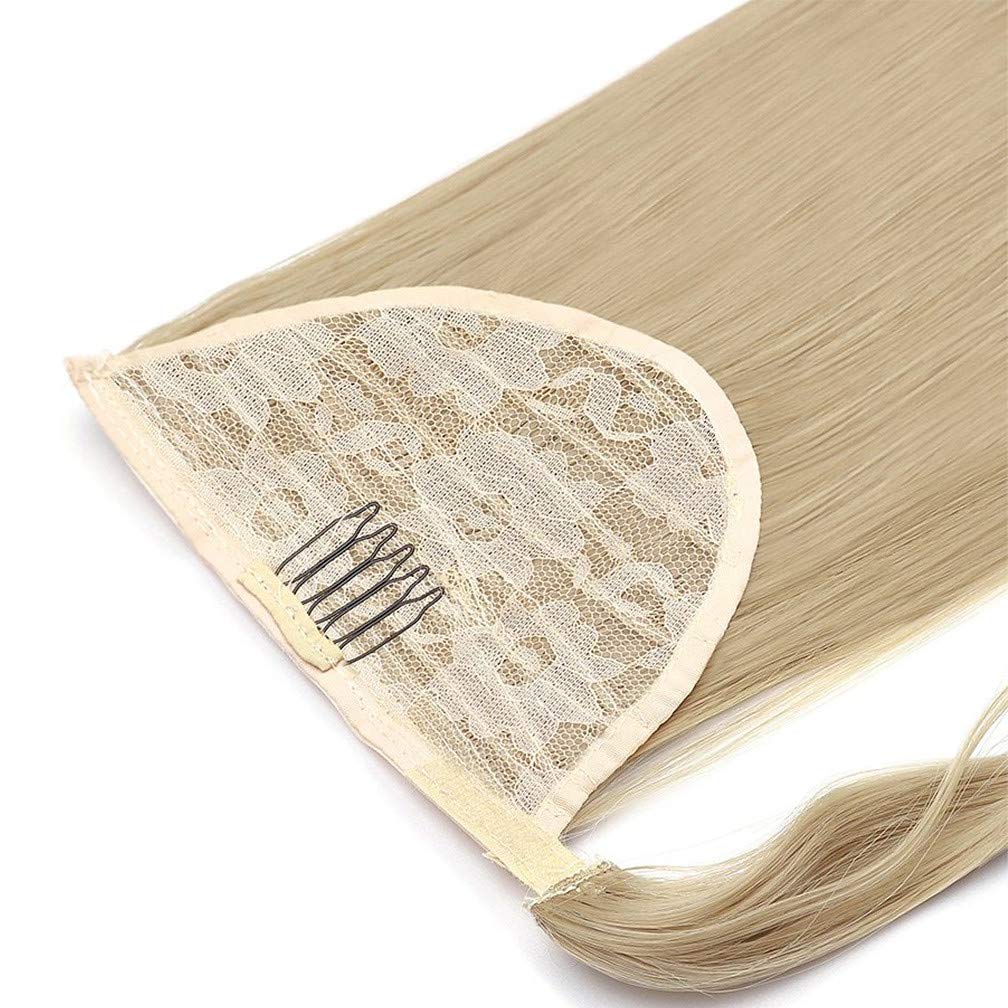 18'' 100g Women's Straight Ponytail Hair Extensions - Clip in Wrap Around Ponytail with Real Remy Human Hair - Drawstring Wig in 27# Color - Perfect for Parties, Weddings & Daily Styling
