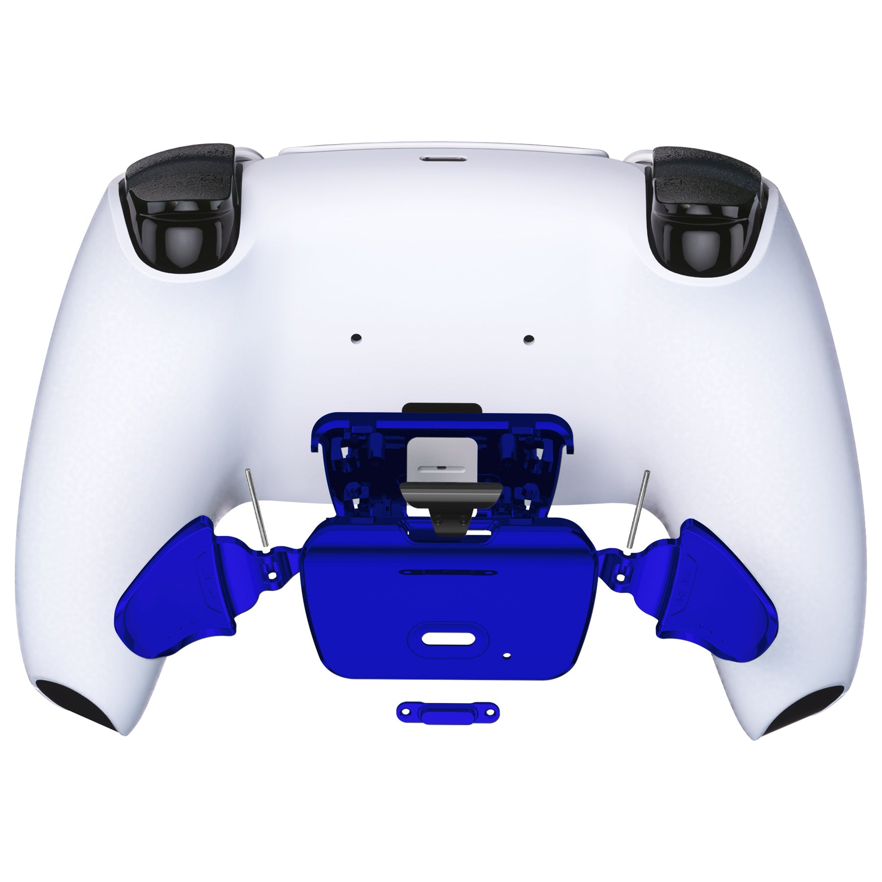 eXtremeRate Chrome Blue Replacement Back Button Housing Shell for PS5 Controller - Compatible with K1 & K2 Models | Works with eXtremerate RISE Remap Kit (Controller & Board Not Included) | WPFD4004 | Perfect for Gaming, Customization & Controller Repair