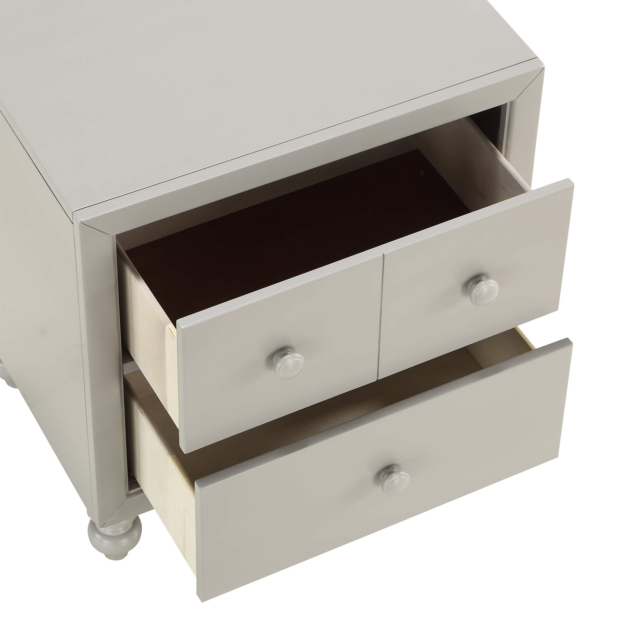 Homelegance 2-Drawer Nightstand with Storage - Compact Bedside Table for Small Spaces, Gray Finish - Perfect for Bedrooms, Apartments & Dorm Rooms