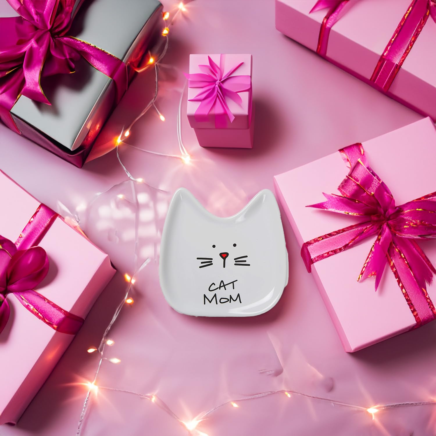 Blobby Cat Spoon Rest - 5 Inch White Ceramic Cat Mom Gift for Kitchen & Dining | Perfect for Cat Lovers, Tea Time & Cozy Home Decor