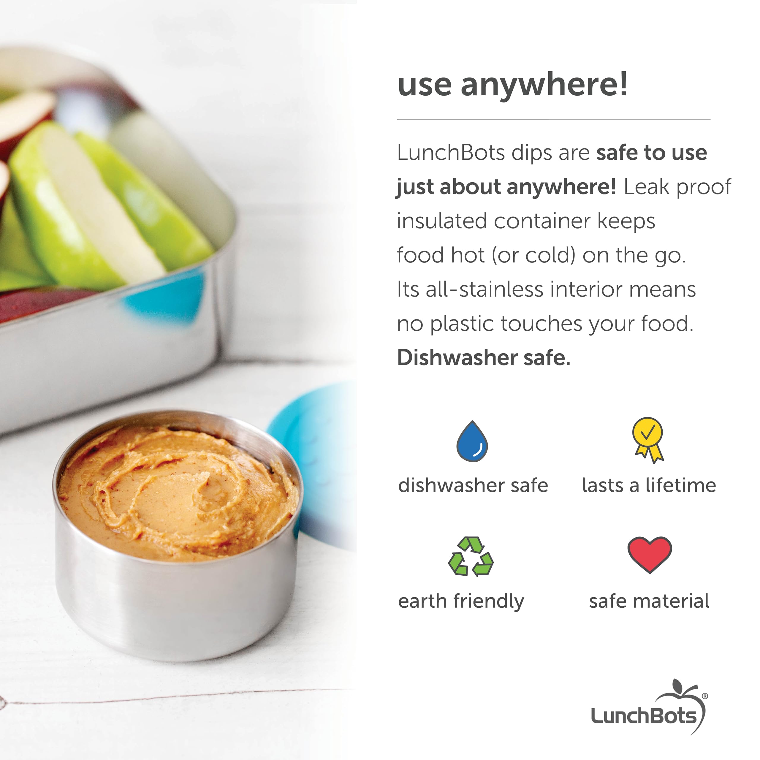 LunchBots 2.5 oz Stainless Steel Condiment Containers with Silicone Lid - Perfect for Salad Dressings, Dips, Sauces & Snacks | Leak-Proof, BPA-Free | Fits Lunch Boxes & Bento Boxes (Set of 2, Purple) | Ideal for Picnics, School Lunches & On-the-Go Meals