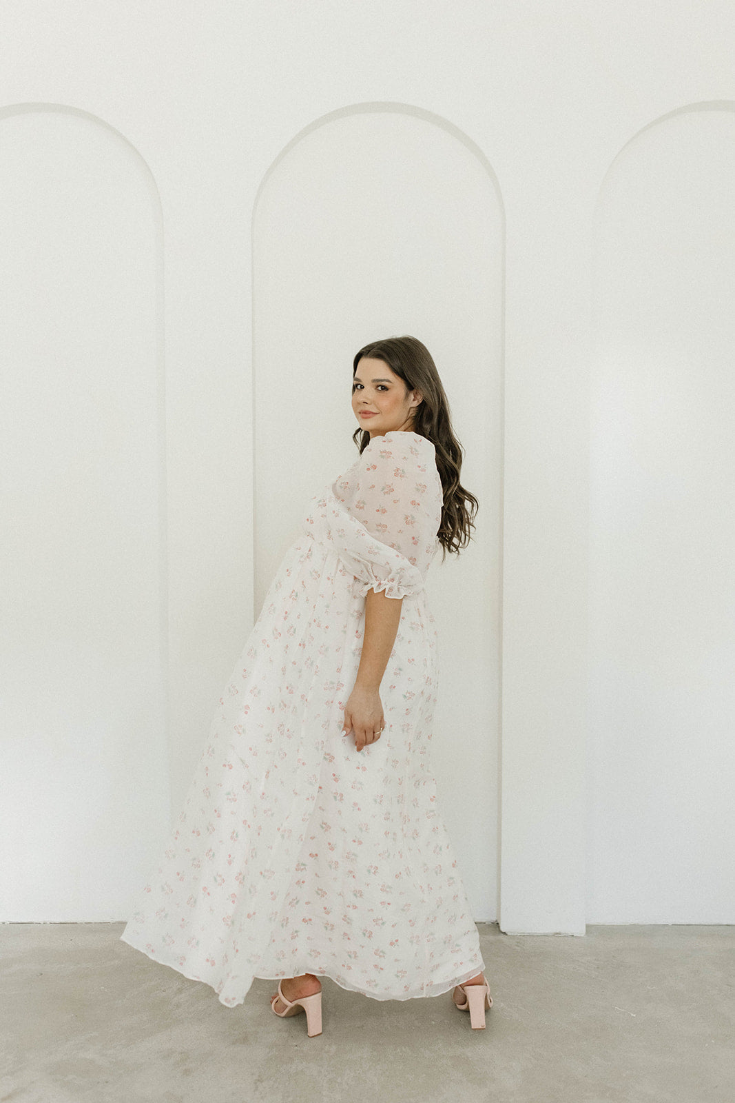 Mona Maxi Dress with Smocking - Blush Floral Print, Bump Friendly Maternity Dress, Inclusive Sizing S-3XL | Perfect for Weddings, Beach Vacations & Summer Outfits