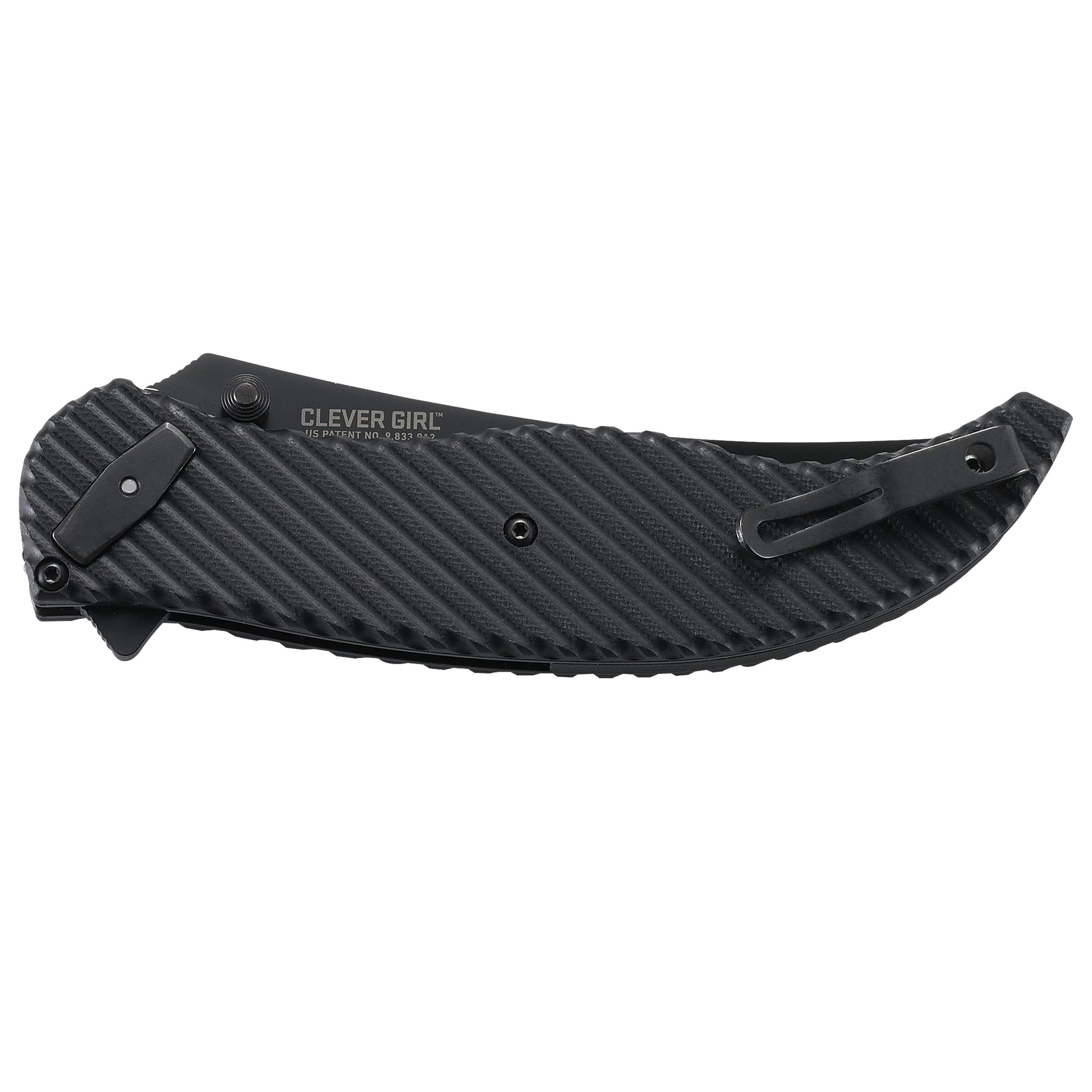 CRKT Clever Girl Folding Pocket Knife - Heavy Duty EDC with Black Blade, Flipper Open & Deadbolt Lock | IKBS Ball Bearing Pivot & G10 Handle (Model 2640) | Perfect for Camping, Hiking & Everyday Carry Tasks