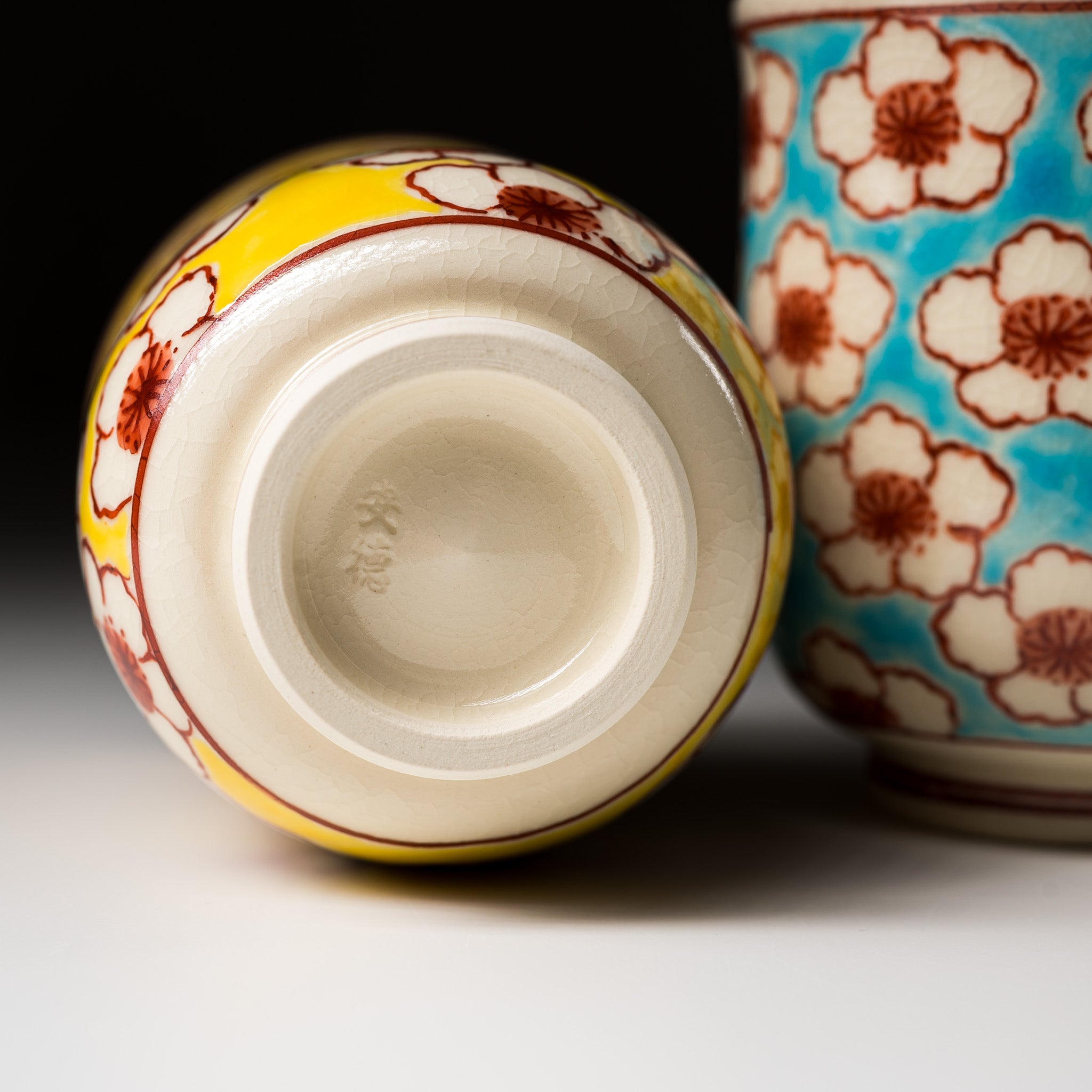 Handmade Kyo Kiyomizu Ware Ceramic Tea Cup Pair - Traditional Japanese Hanamon Design for Matcha, Sencha & Green Tea - Perfect for Tea Ceremonies, Home Decor & Gift Giving