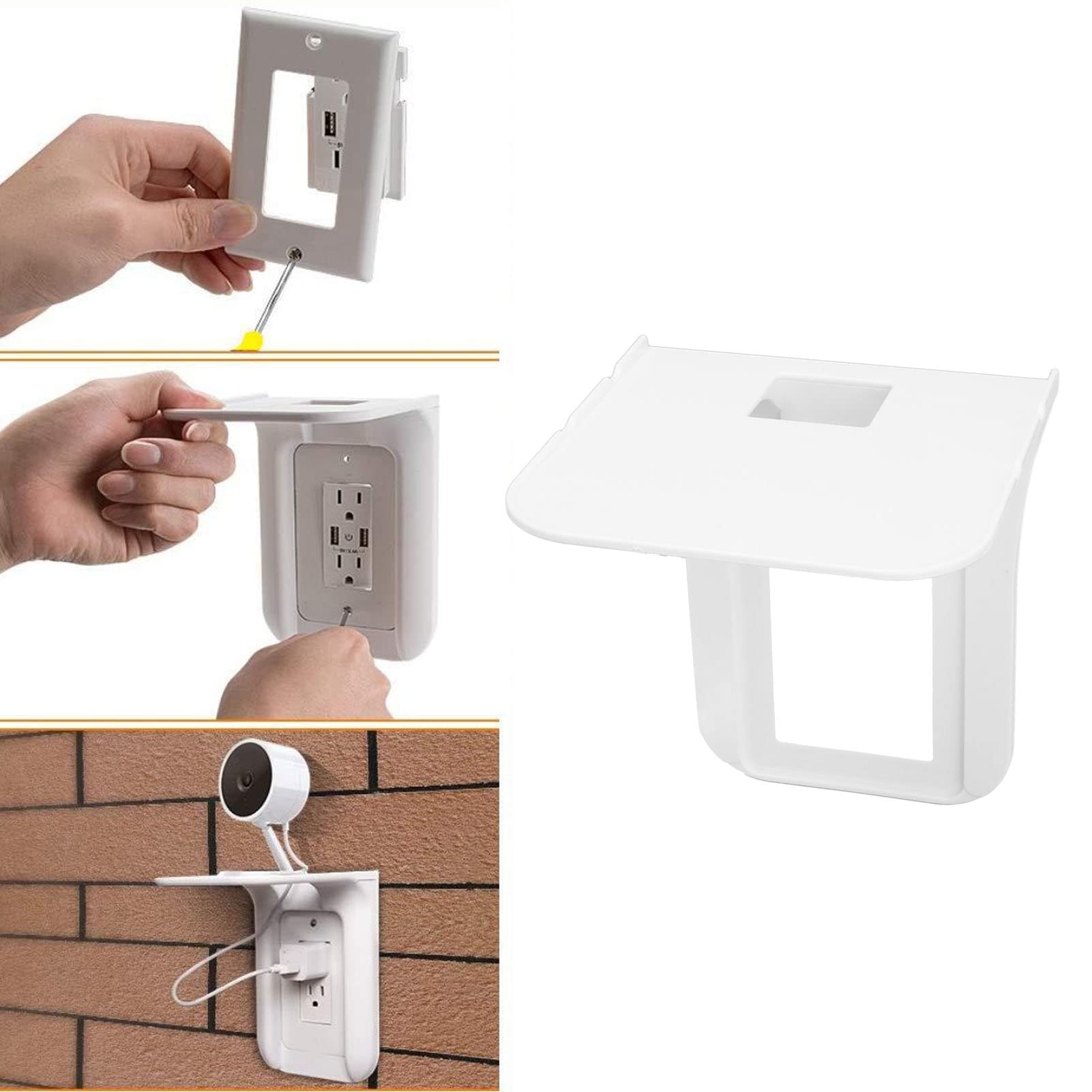 Wall Mounted Socket Shelf with ABS Hole Design - Simple Charger Shelf & Phone Charging Holder for Bedroom, Kitchen, Office | Organize Cords & Charge Devices Conveniently