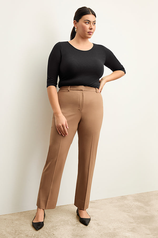 Smith Straight Trouser Washable Wool Twill Pants for Men - Comfortable Office & Business Casual Wear in Camel Color